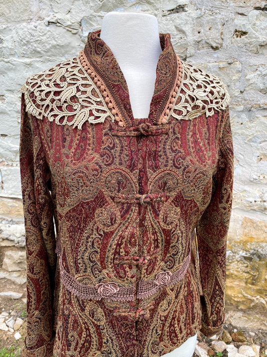Elegant Paisley Upcycled Victorian Jacket -SMALL