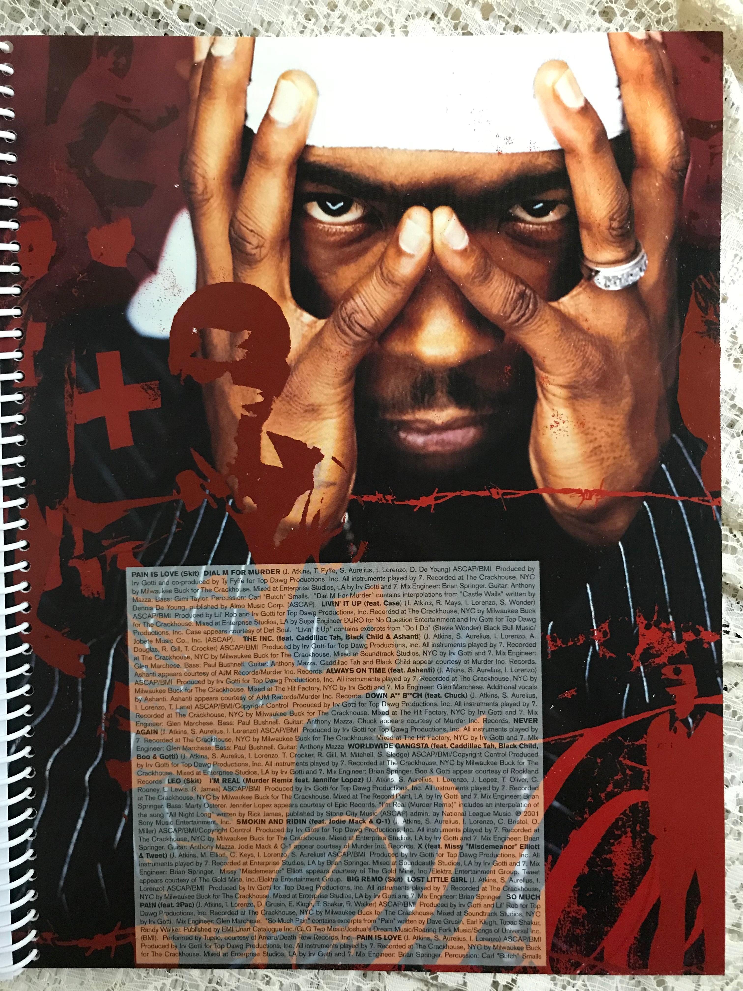 Ja Rule Love is Pain Album Cover Notebook