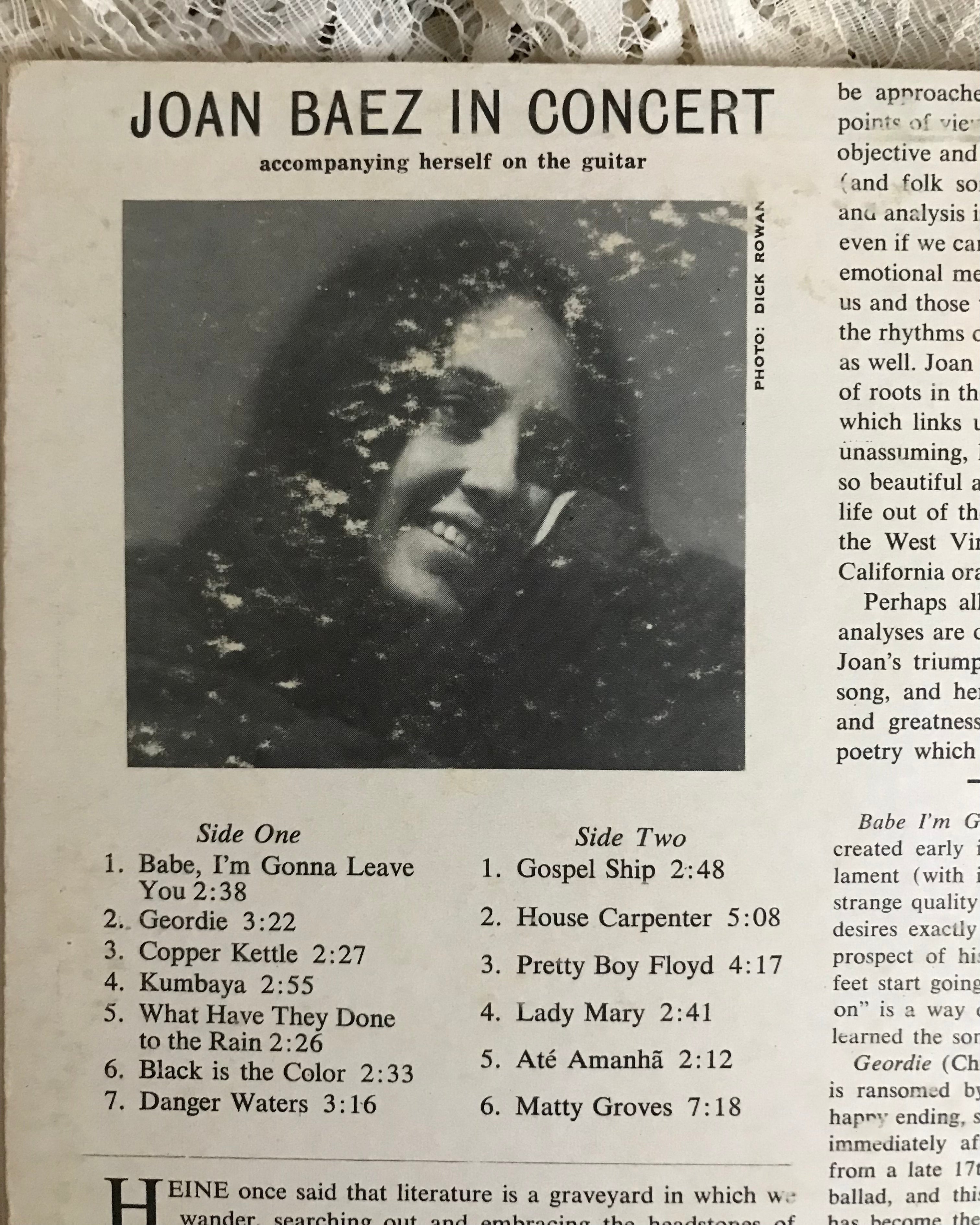 Joan Baez In Concert Album Cover Notebook