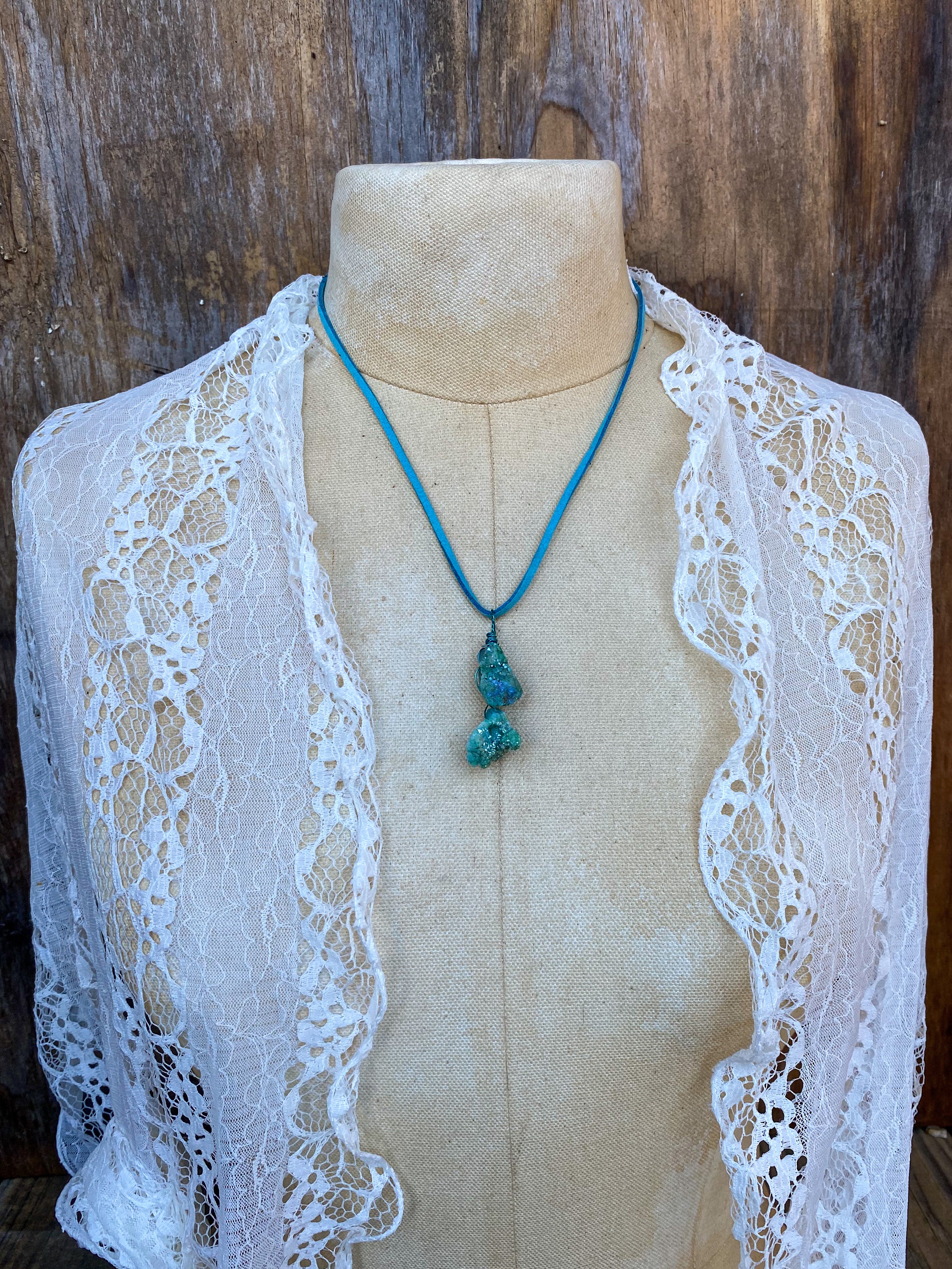 Green Druzy Crystal necklace