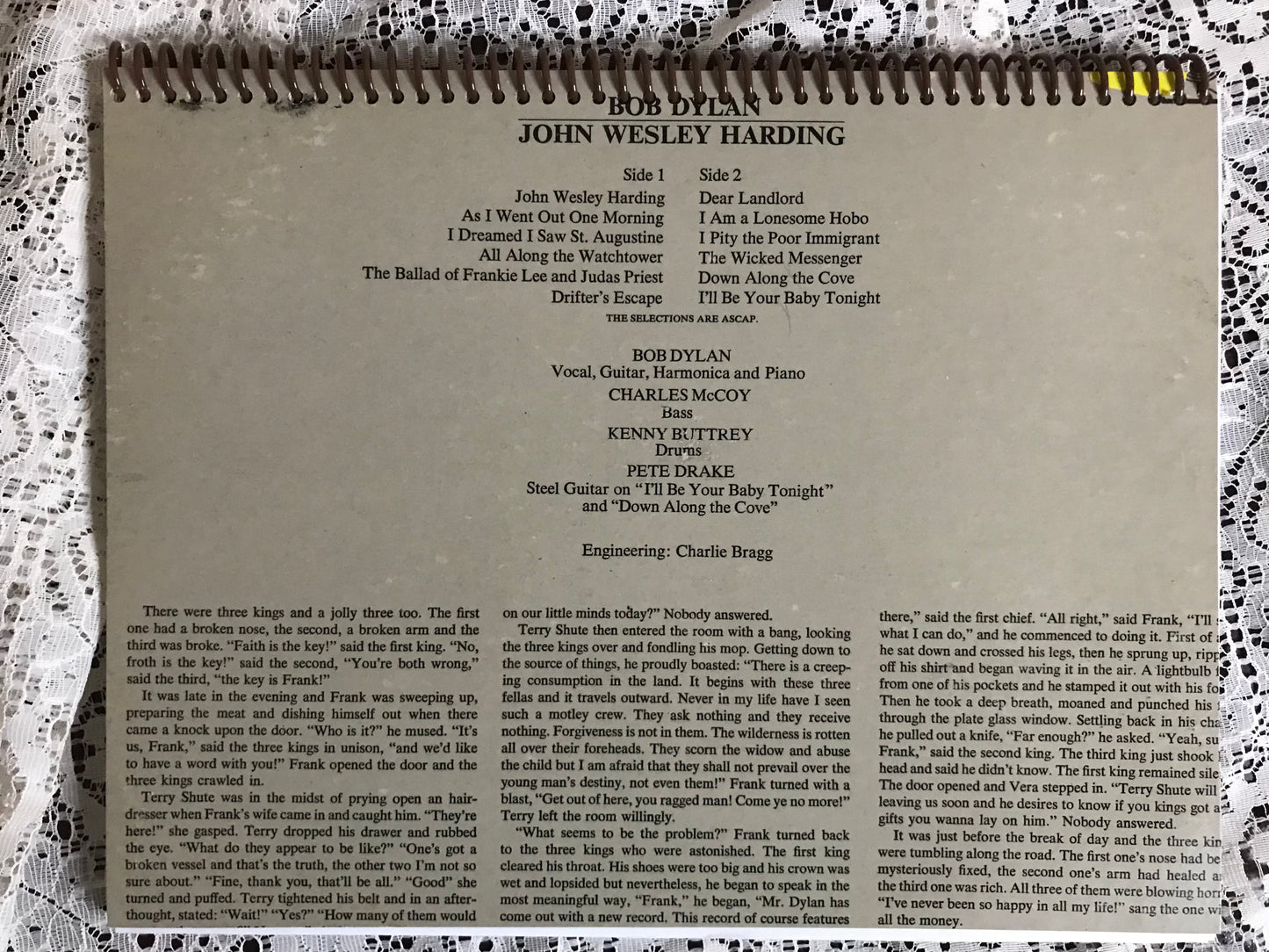 Bob Dylan John Wesley Harding Album Cover Notebook