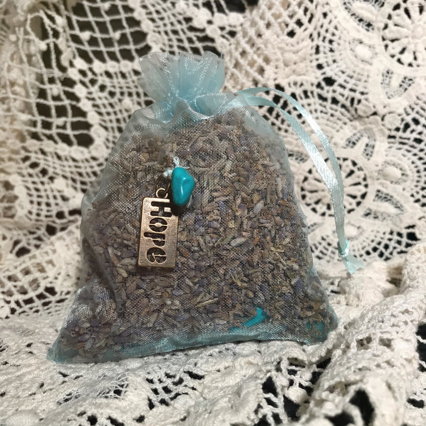 Organic Lavender & Gemstone Sachet  with Turquoise