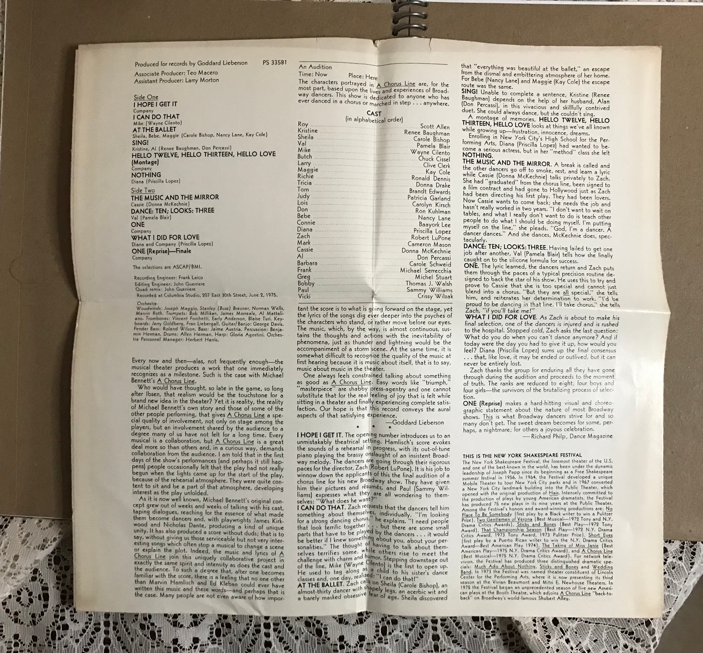 A Chorus Line Album Cover Notebook