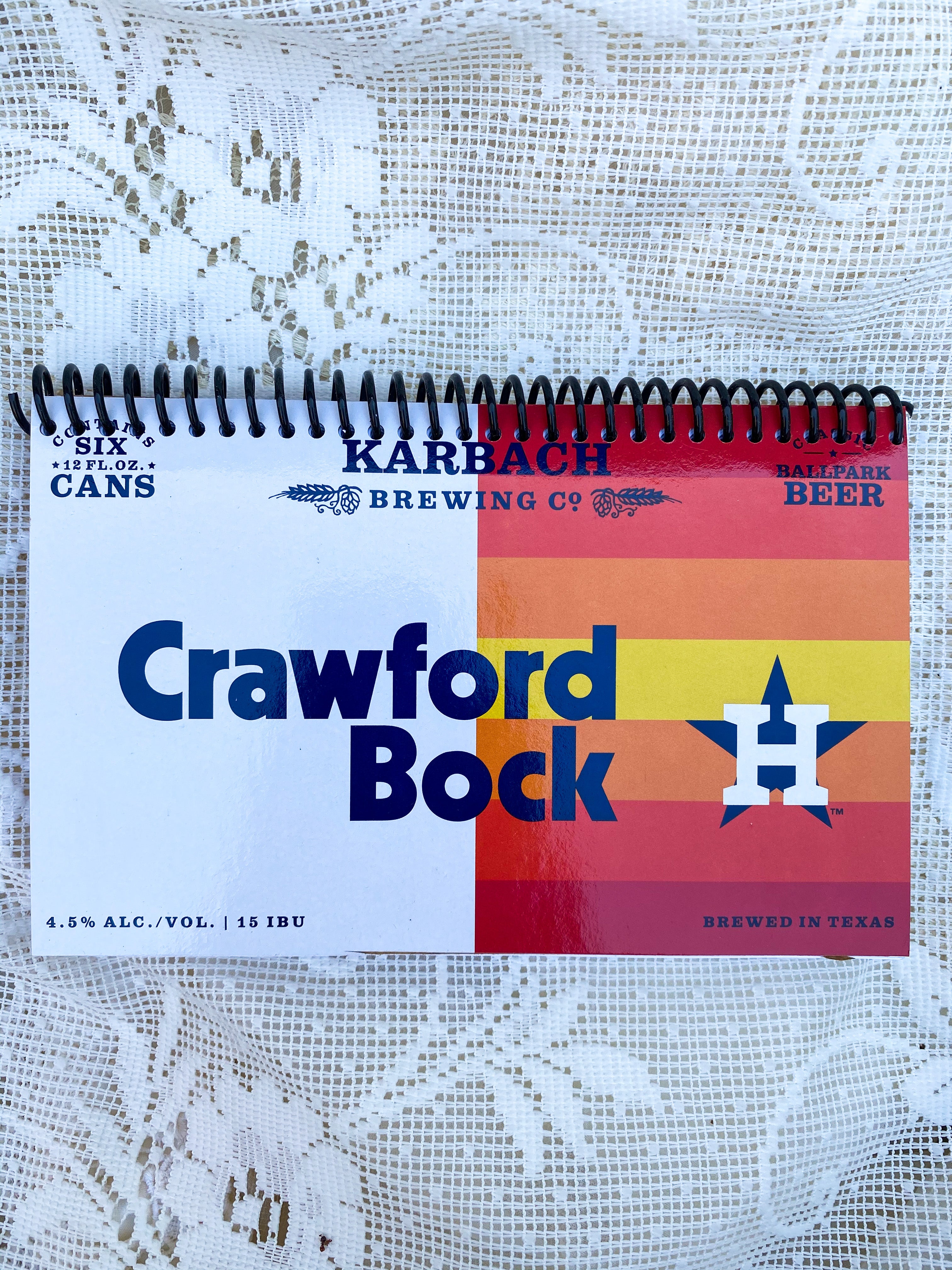 Karbach Crawford Bock Recycled Beer Carton Notebook