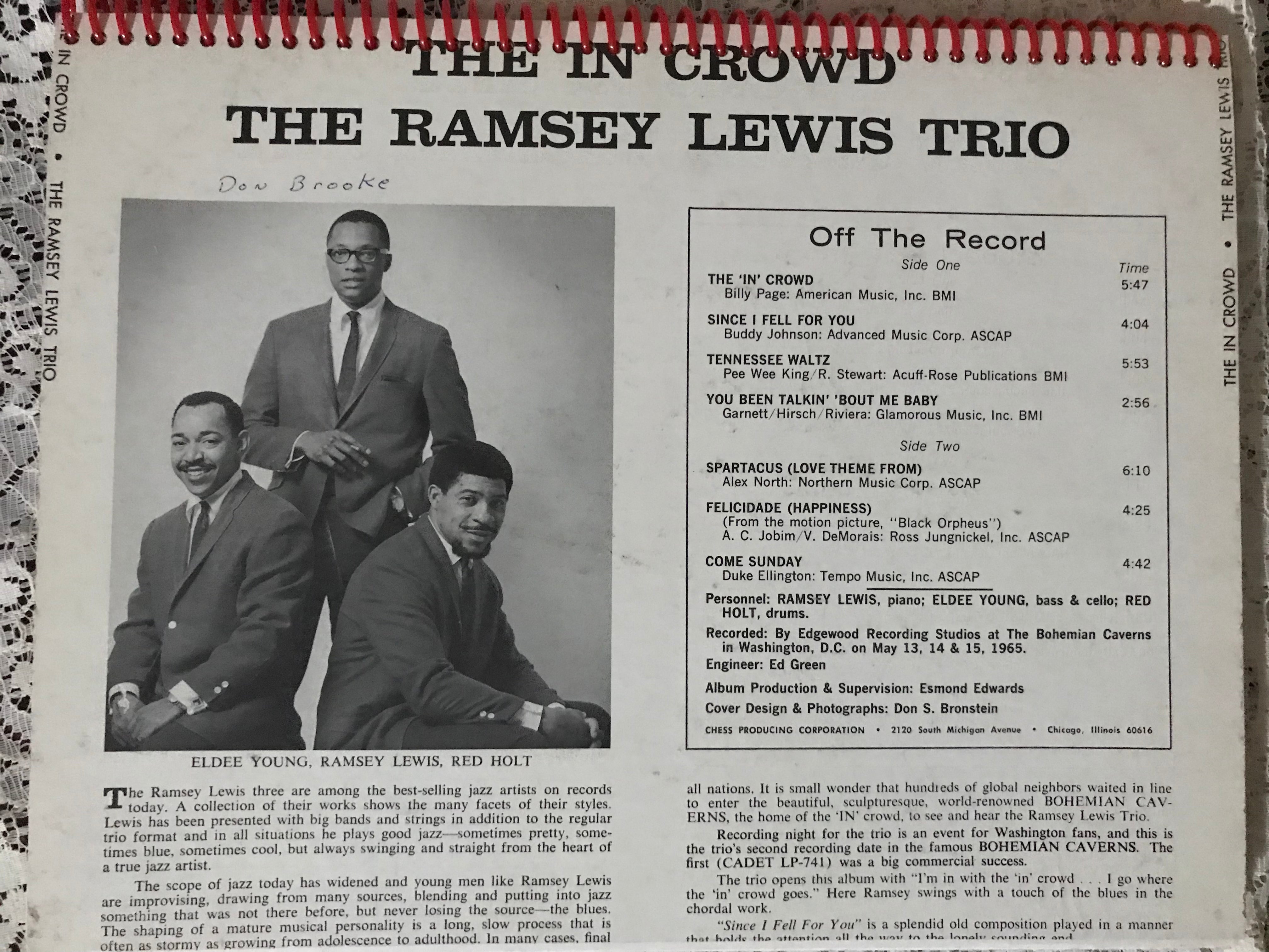 Ramsey Lewis Trio  The In Crowd Album Cover Notebook