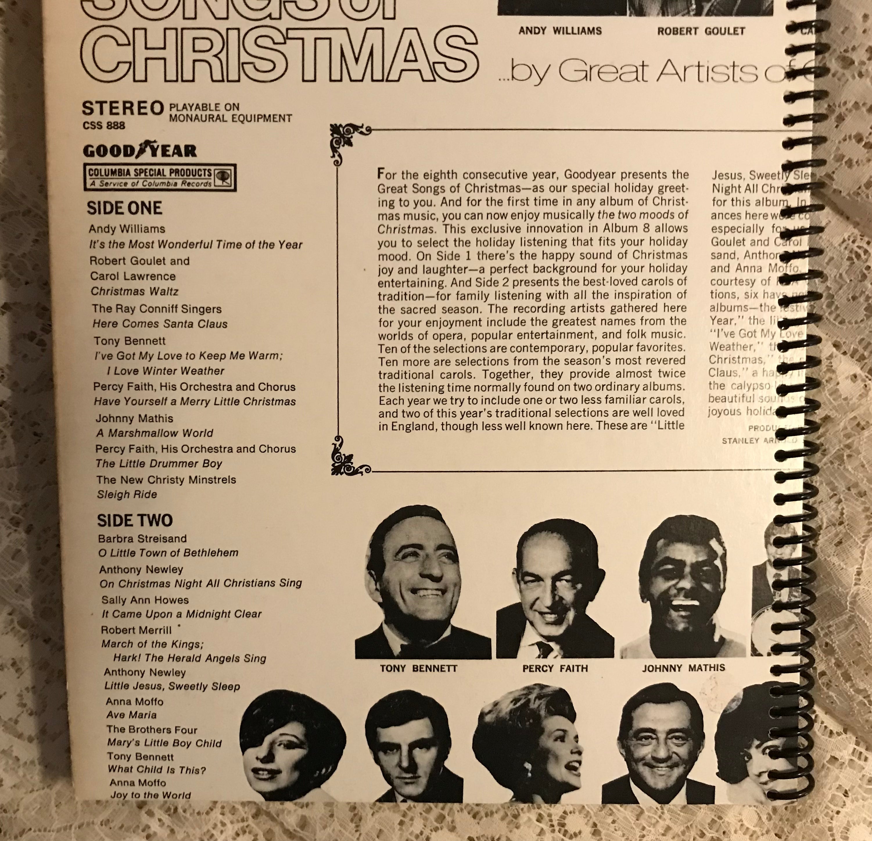 The Great Songs Of Christmas Album Cover Notebook