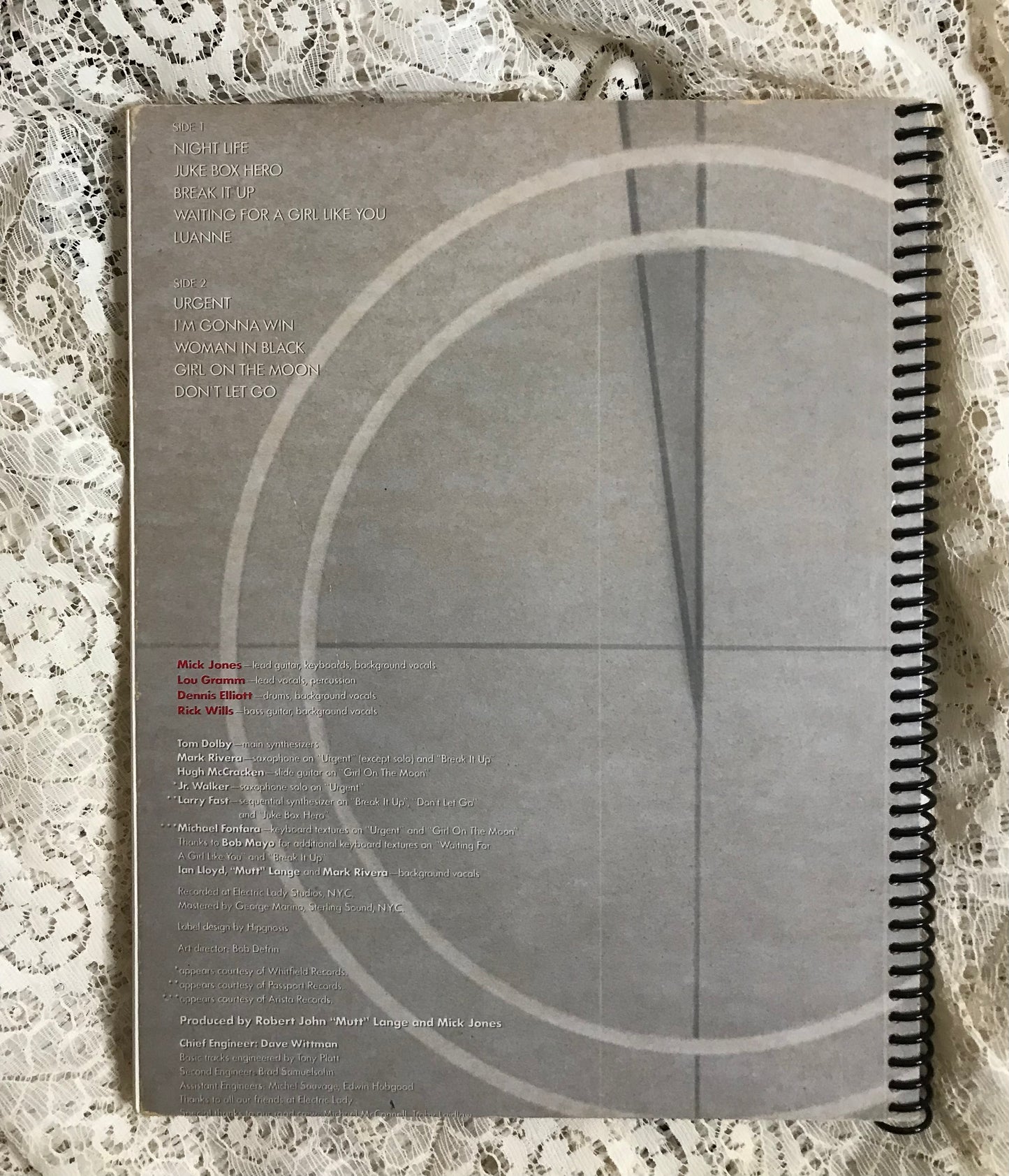 Foreigner 4 Album Cover Notebook