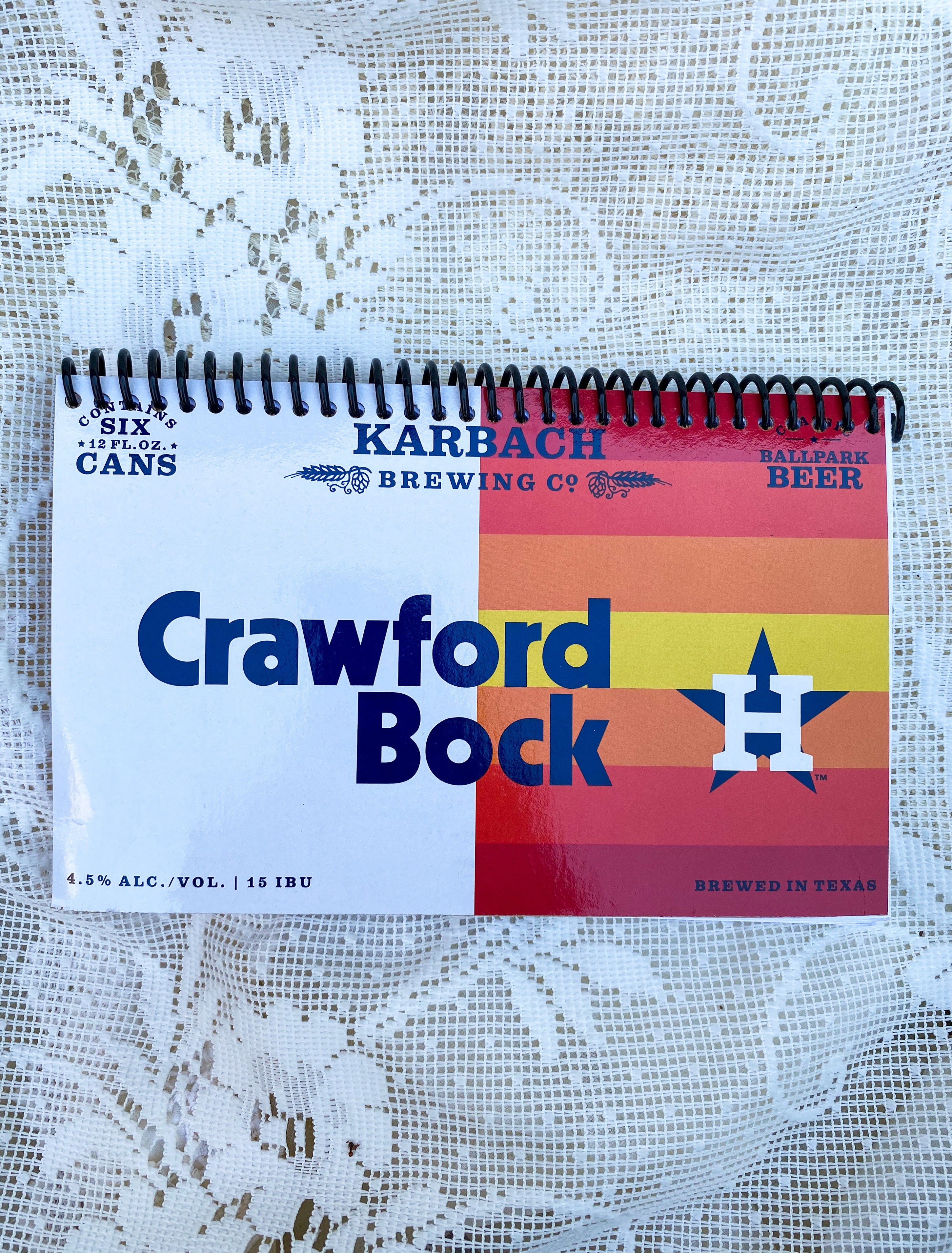 Karbach Crawford Bock Recycled Beer Carton Notebook