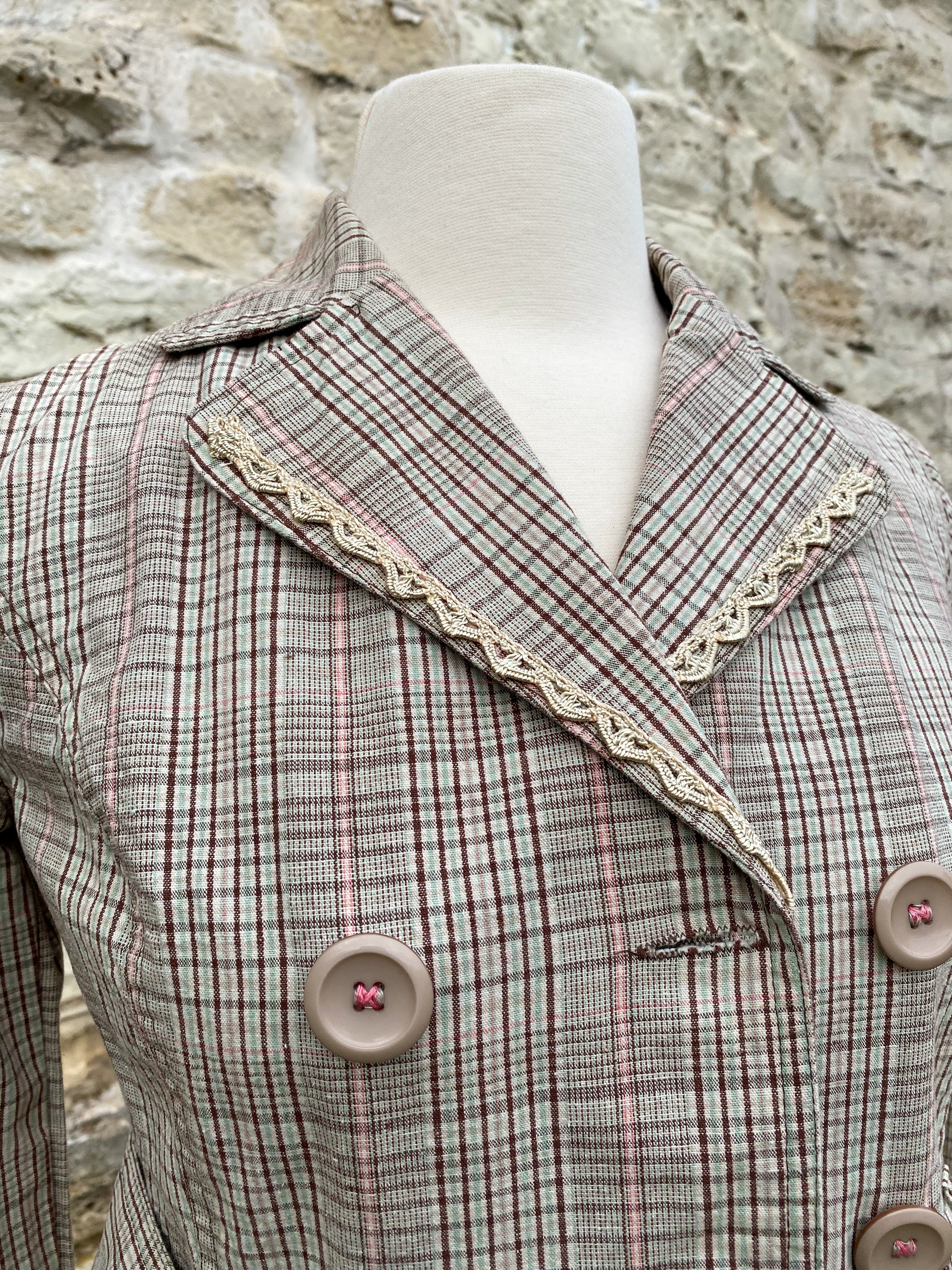 Light Brown Plaid Jacket - Small