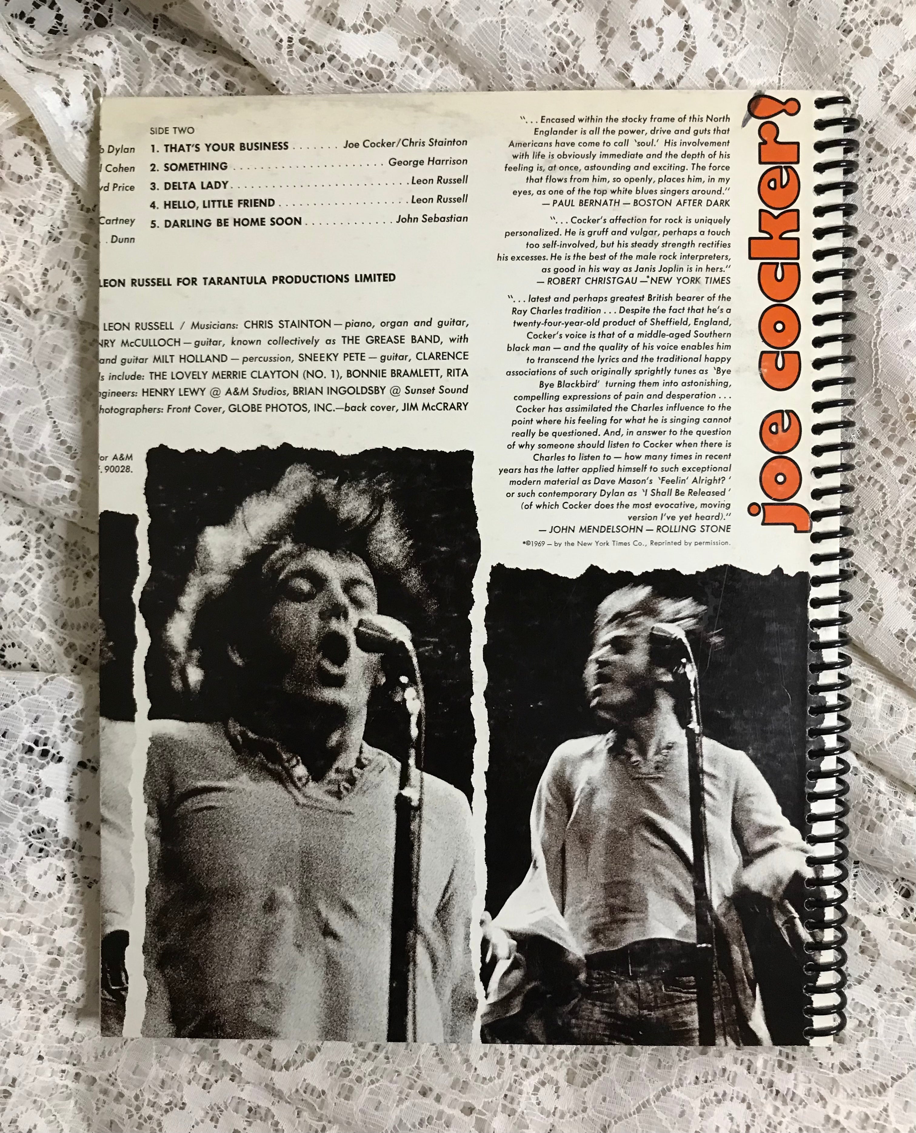 Joe Cocker Album Cover Notebook