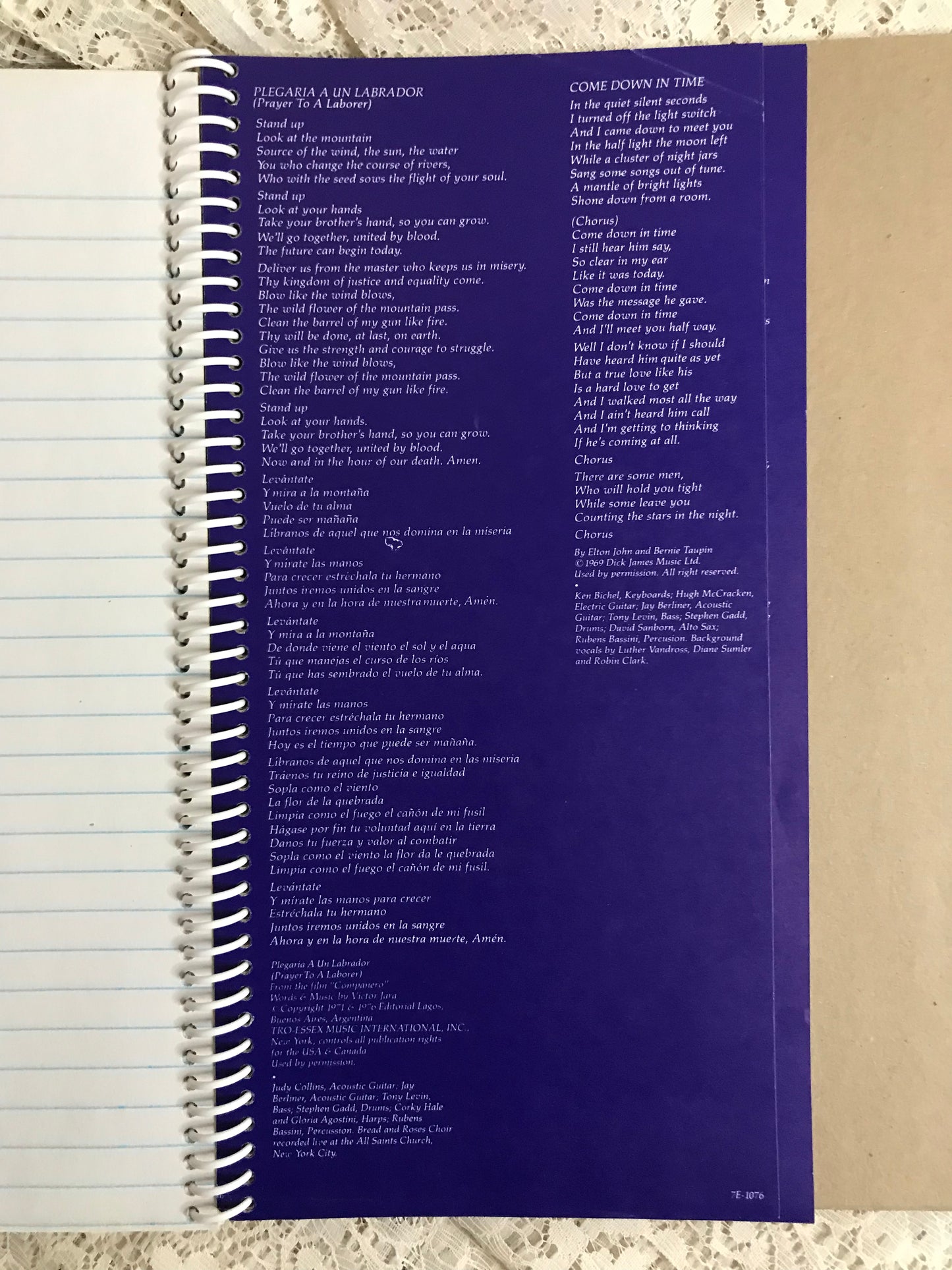 Judy Collins Bread and Roses Album Cover Notebook
