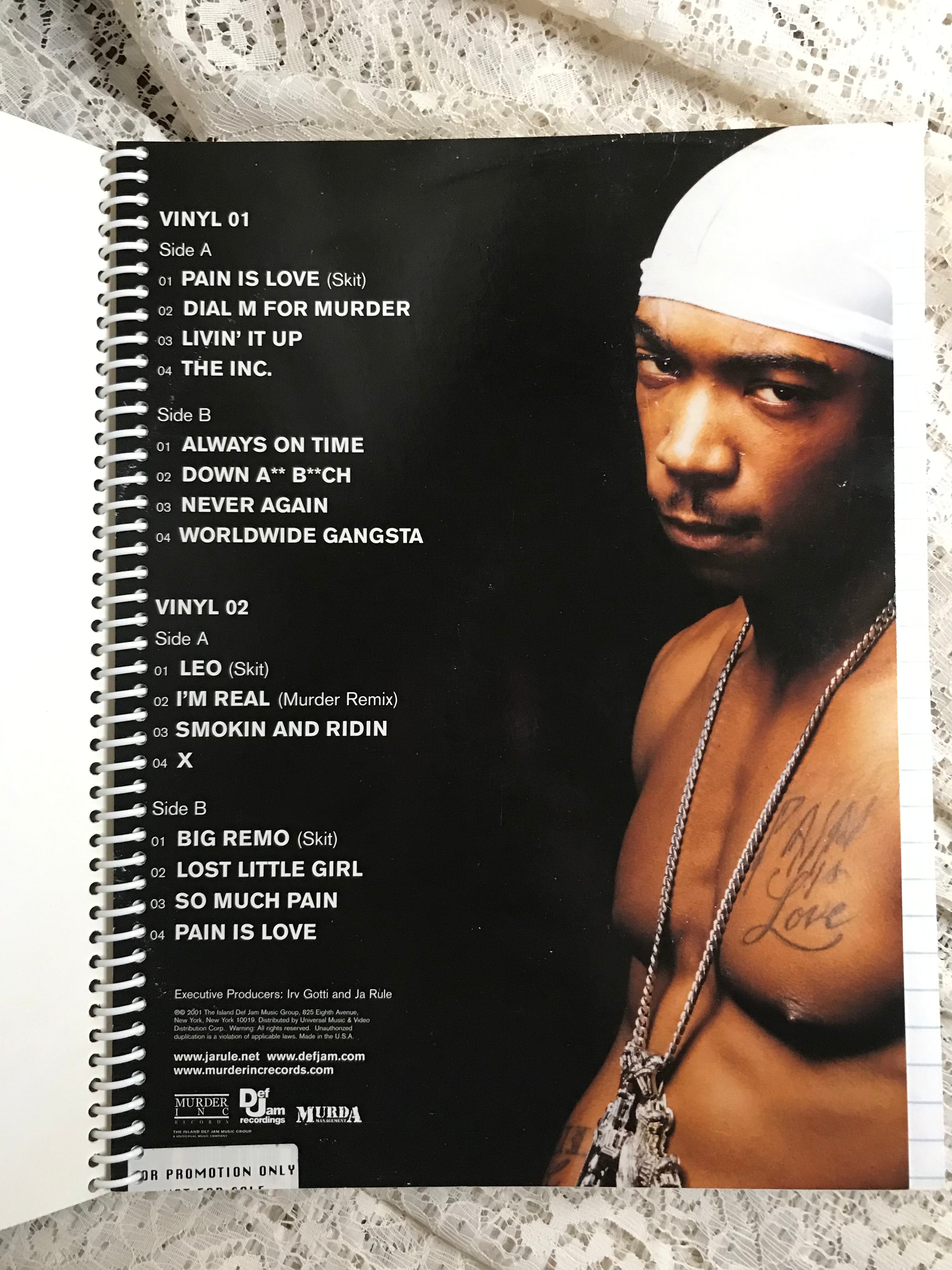 Ja Rule Love is Pain Album Cover Notebook