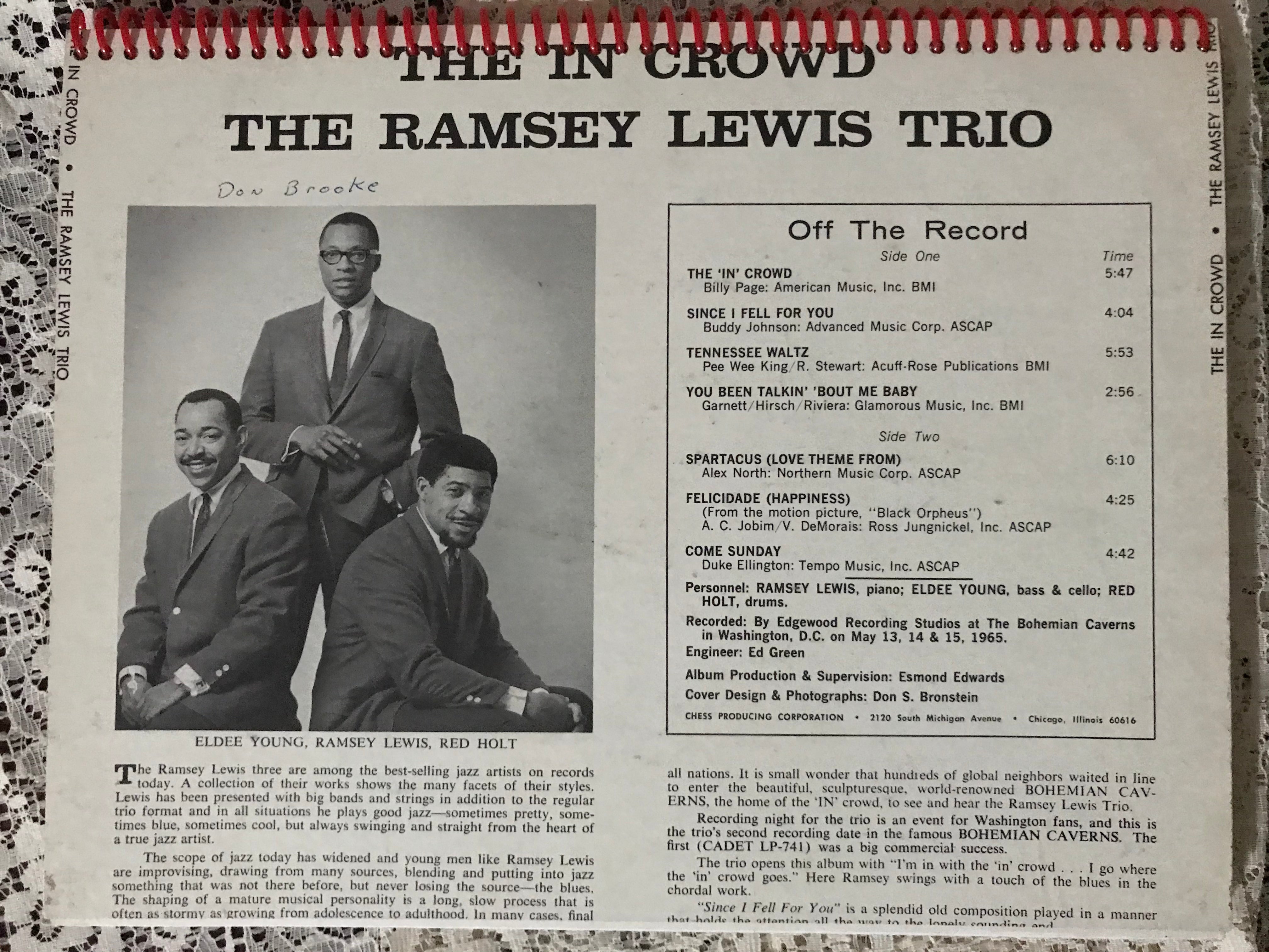 Ramsey Lewis Trio  The In Crowd Album Cover Notebook