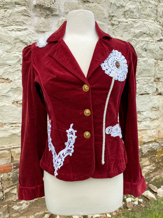Burgundy Jacket with Fuzzy Yoke - Small