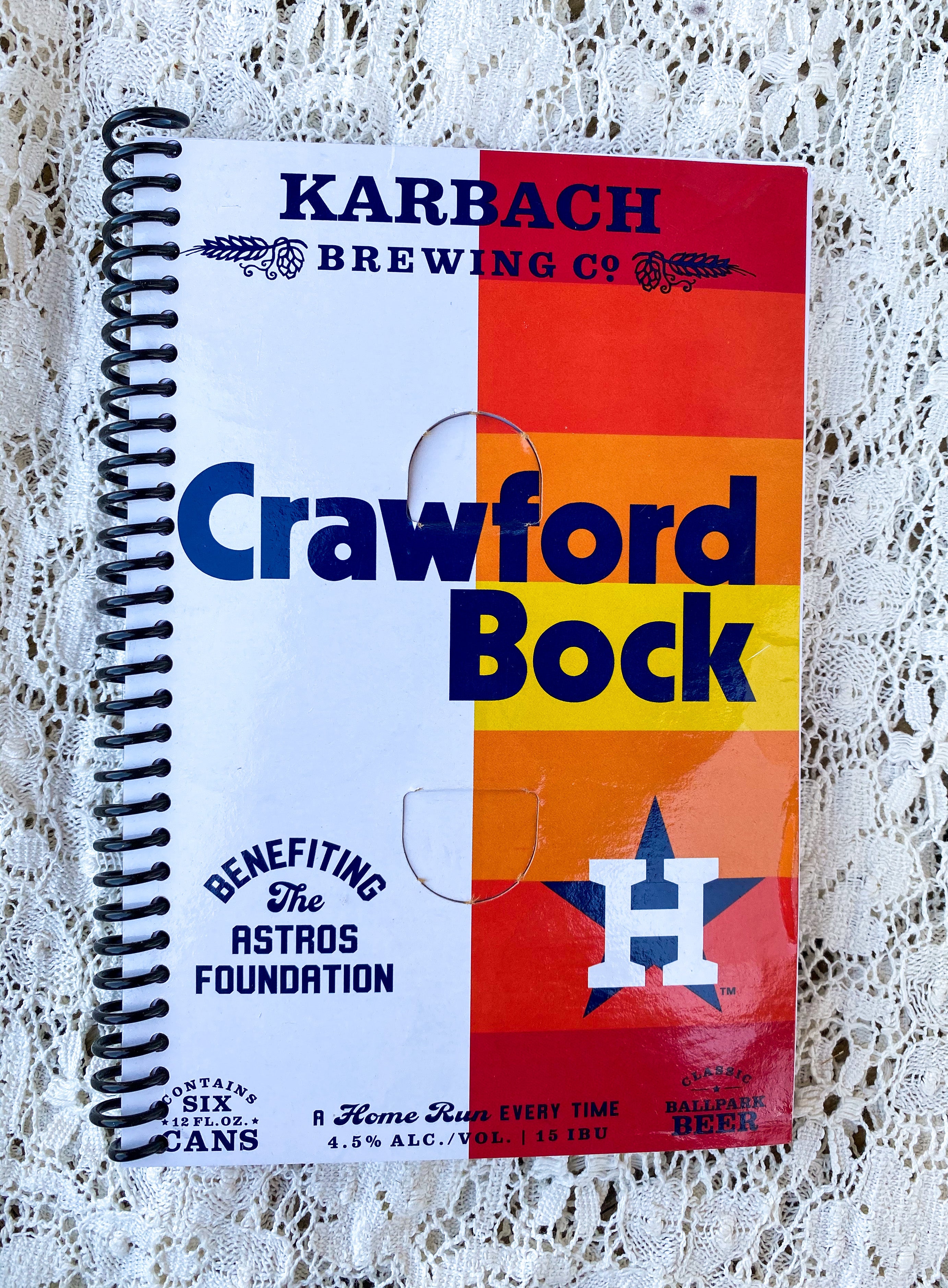 Karbach Crawford Bock Recycled Beer Carton Notebook