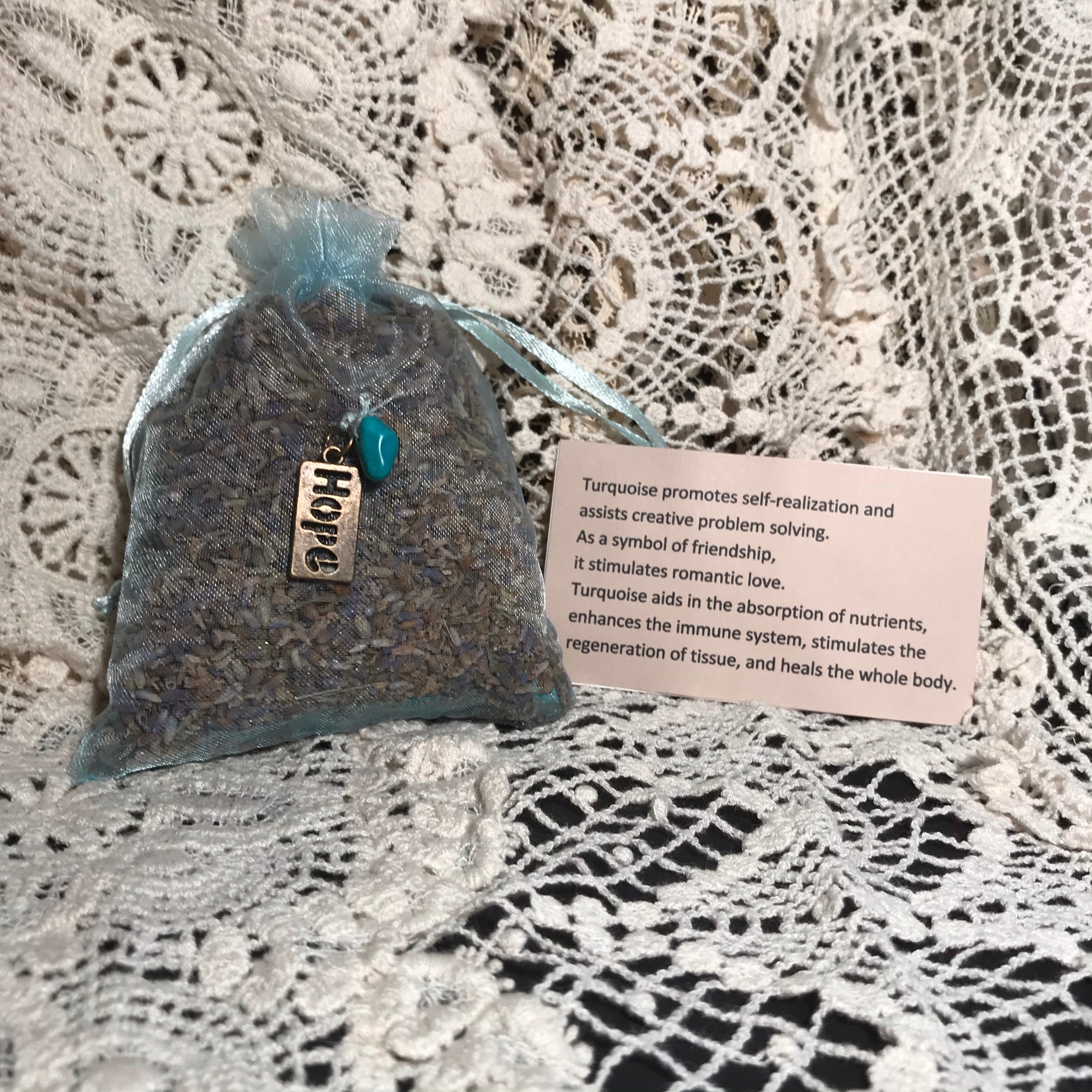Organic Lavender & Gemstone Sachet  with Turquoise