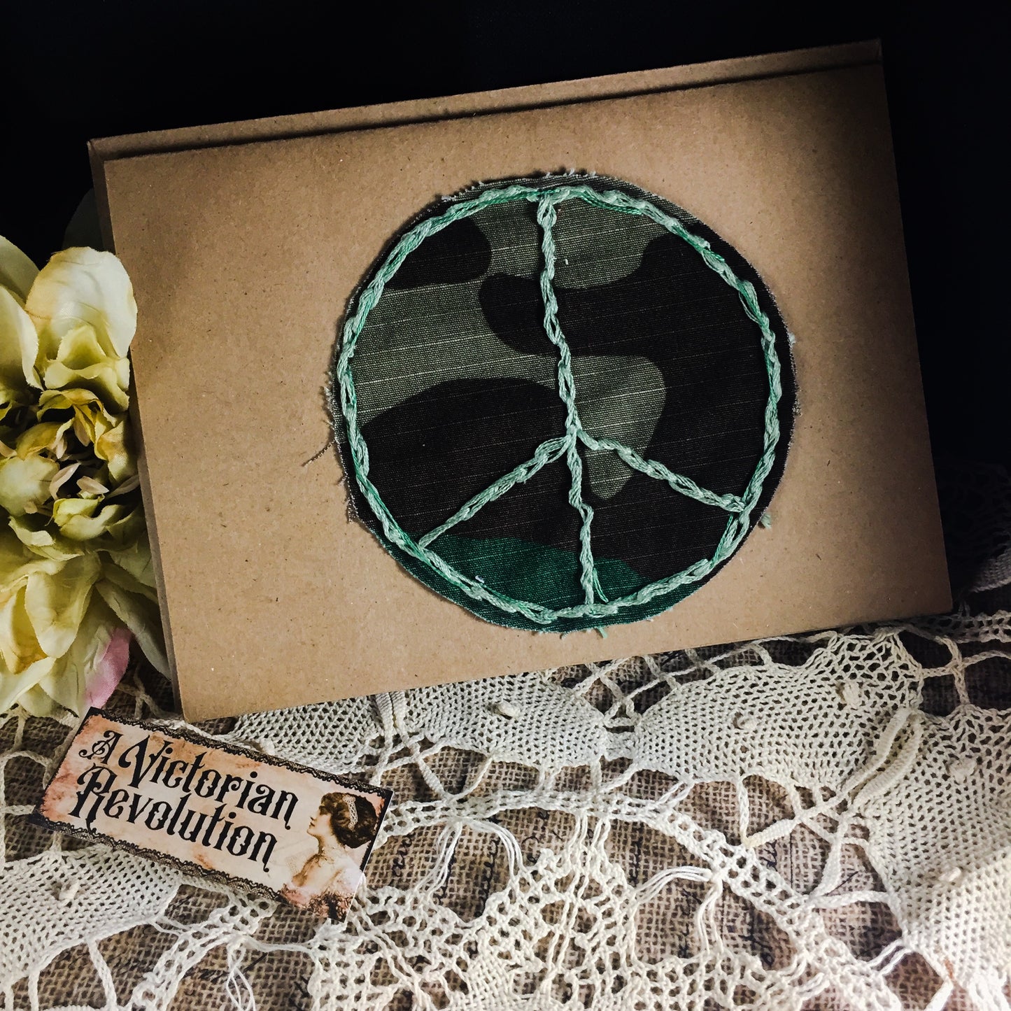 Hand Stitched Peace & Love Greeting Card