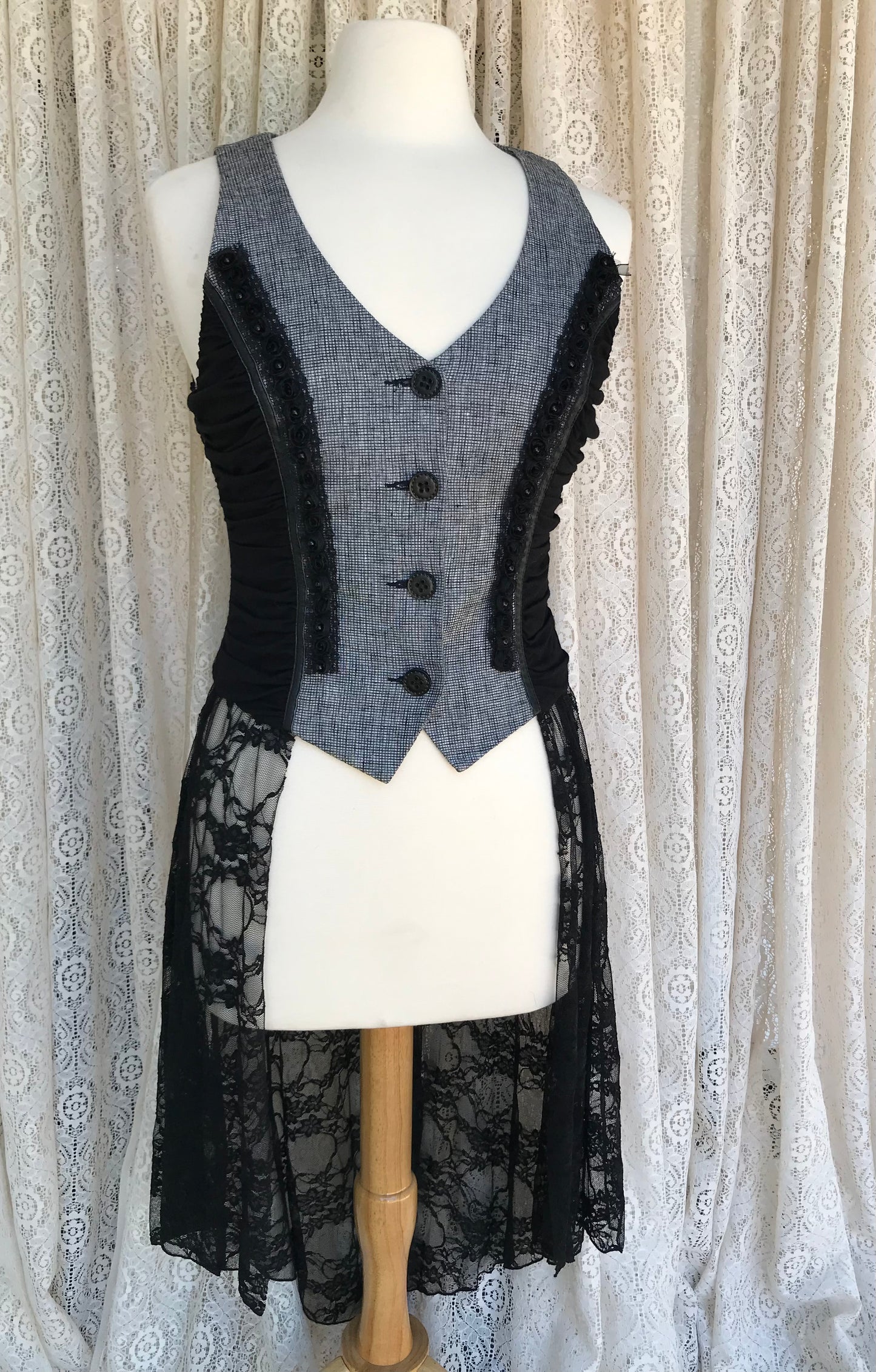 Ladies Vest With Lace Skirt -SMALL