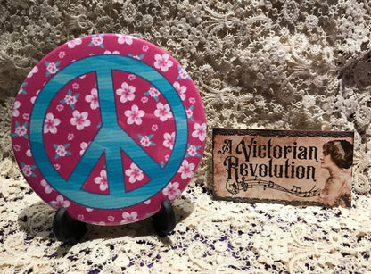 Pocket Mirror- Floral Peace Sign