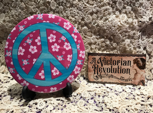 Pocket Mirror- Floral Peace Sign