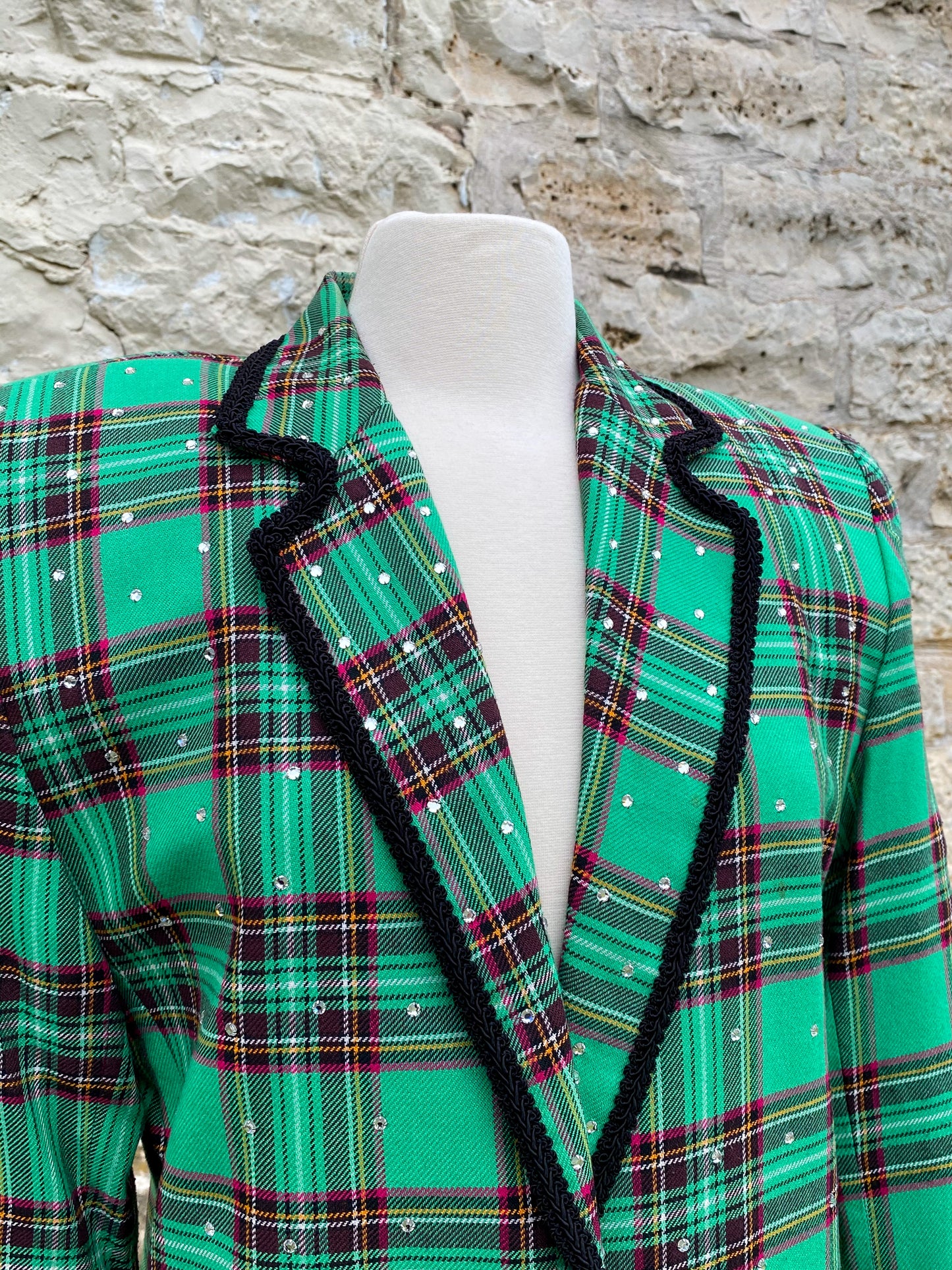 Green Plaid Jacket with Sparkles Large
