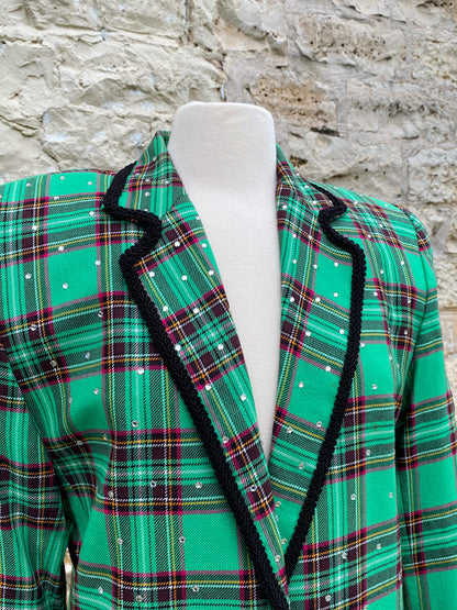 Green Plaid Jacket with Sparkles Large