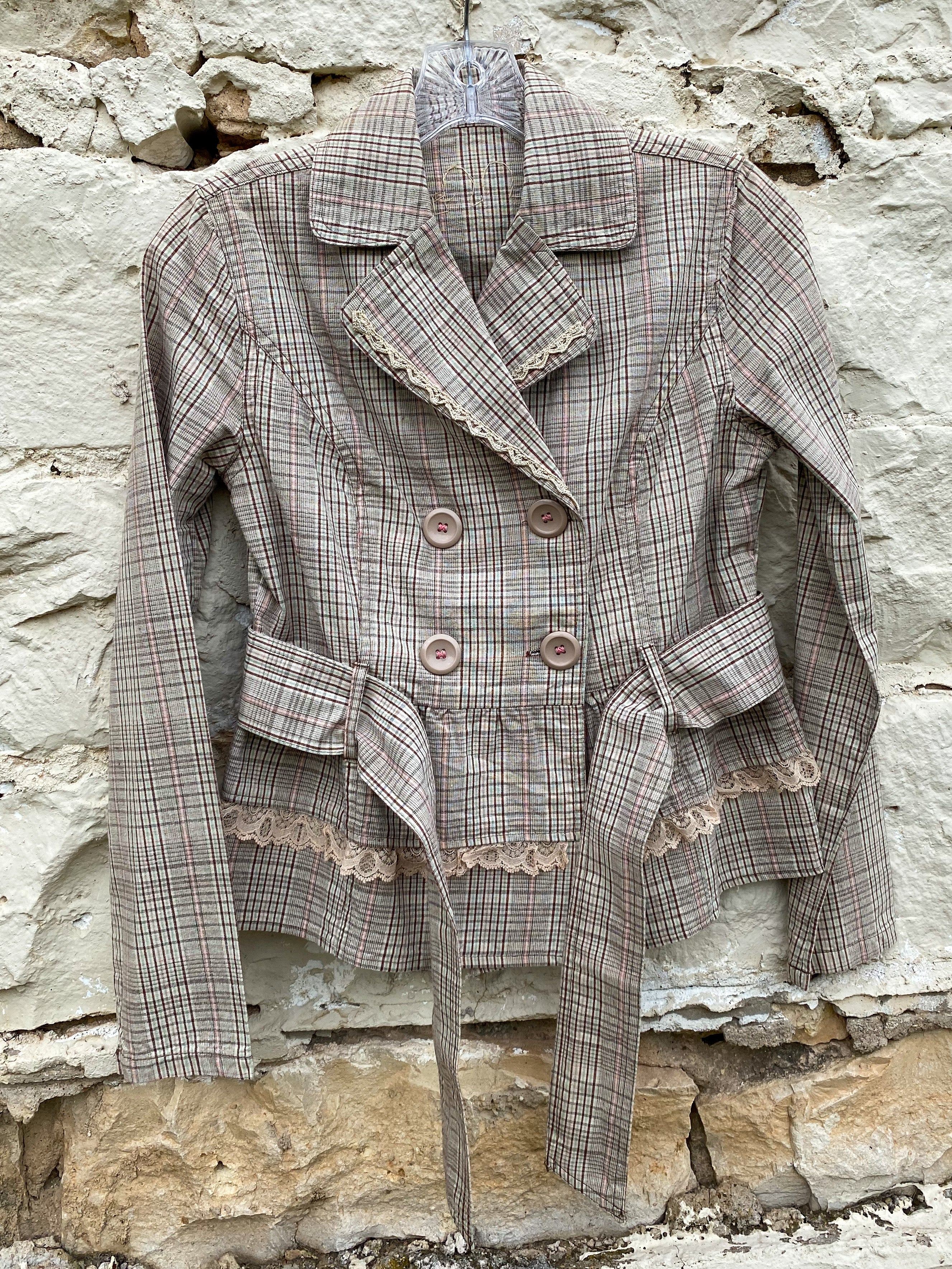 Light Brown Plaid Jacket - Small