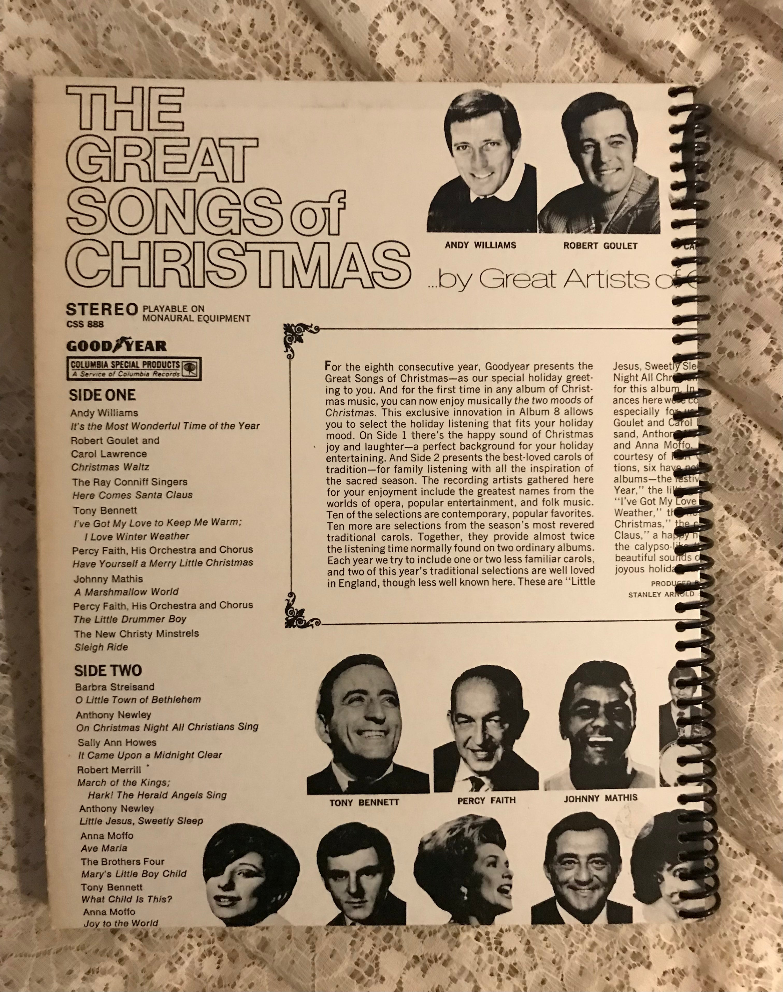 The Great Songs Of Christmas Album Cover Notebook