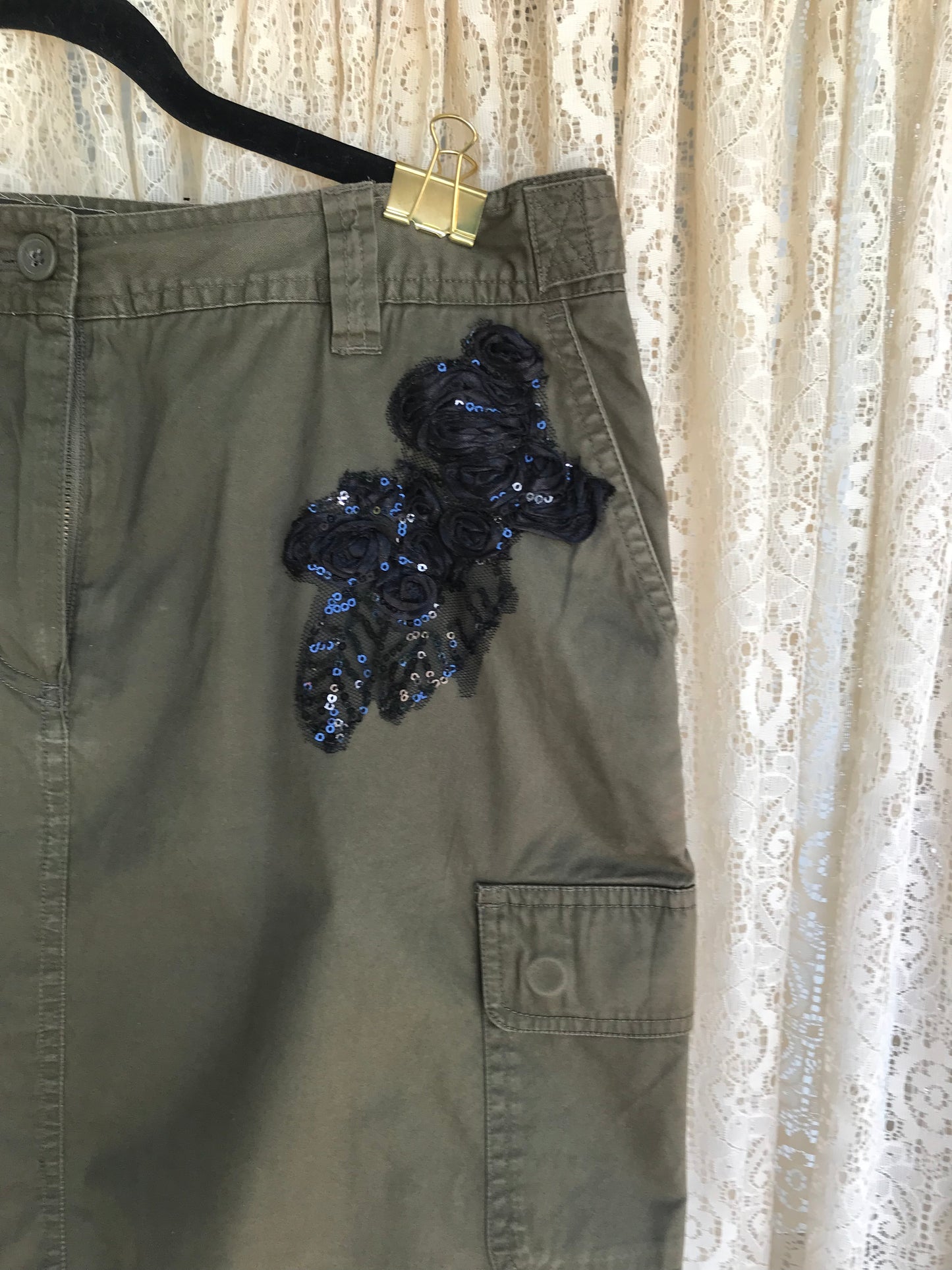 Ladies Cotton Skirt With Floral Sequins - SIZE 6