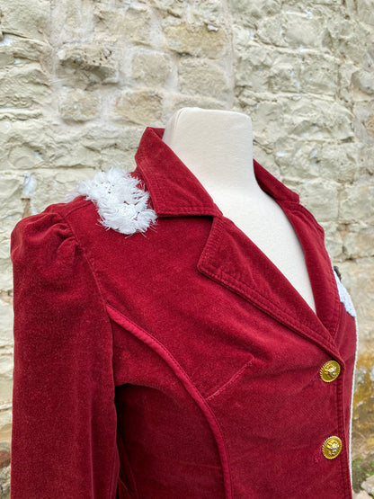 Burgundy Jacket with Fuzzy Yoke - Small