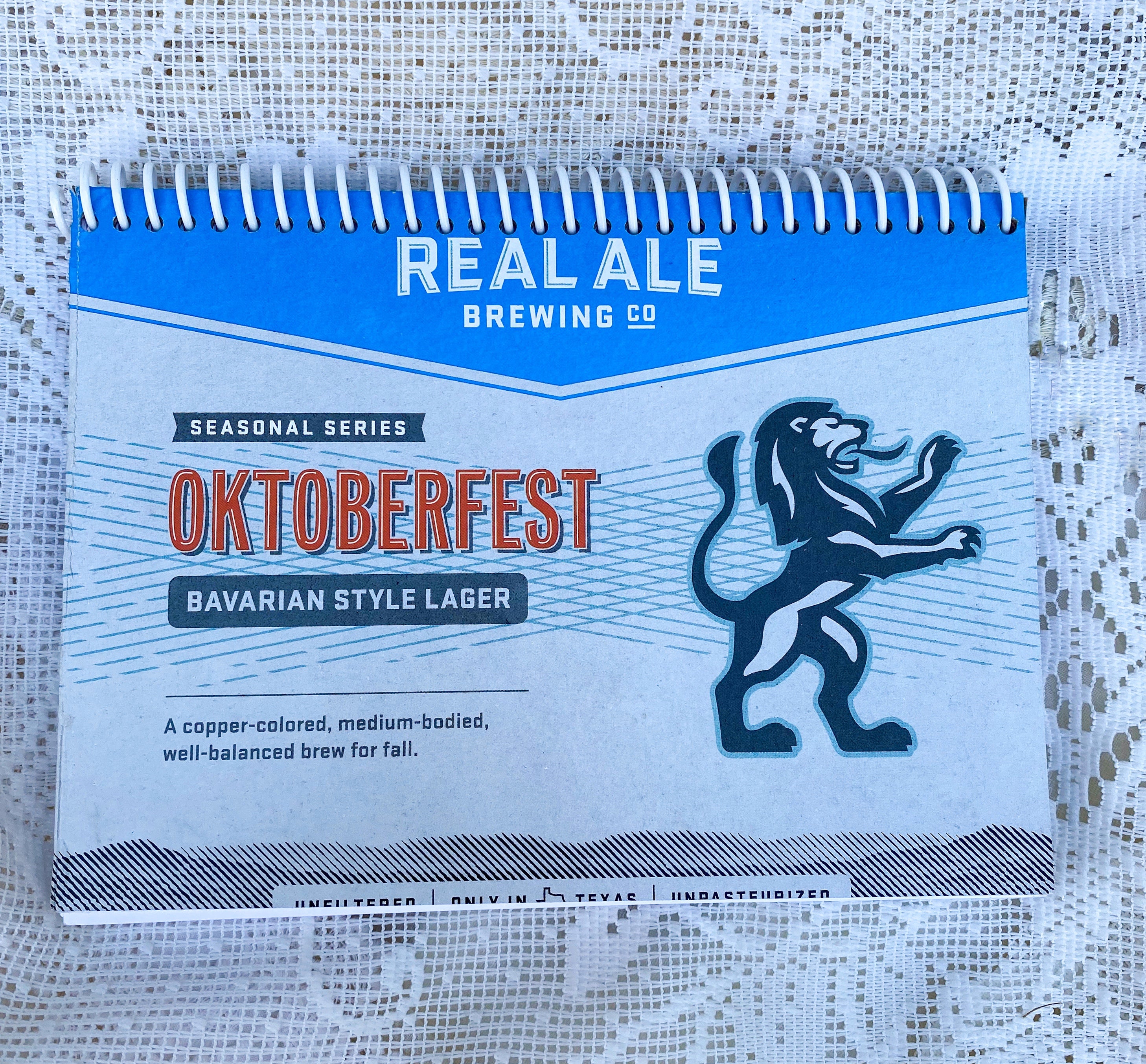 Real Ale Brewing Co. Oktoberfest Recycled Beer Carton Notebook