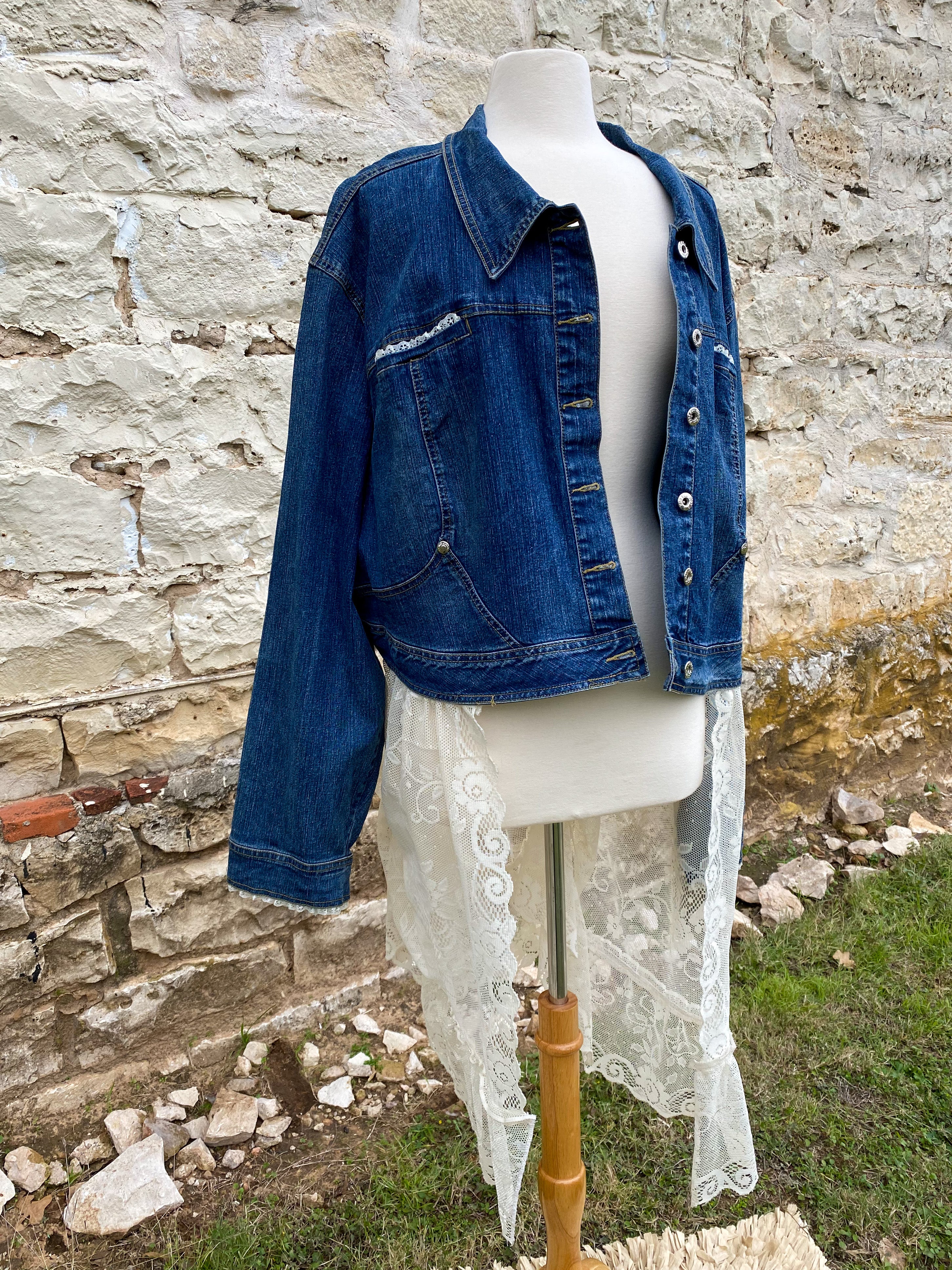 Denim Jacket with Lace Skirt Size 30 w