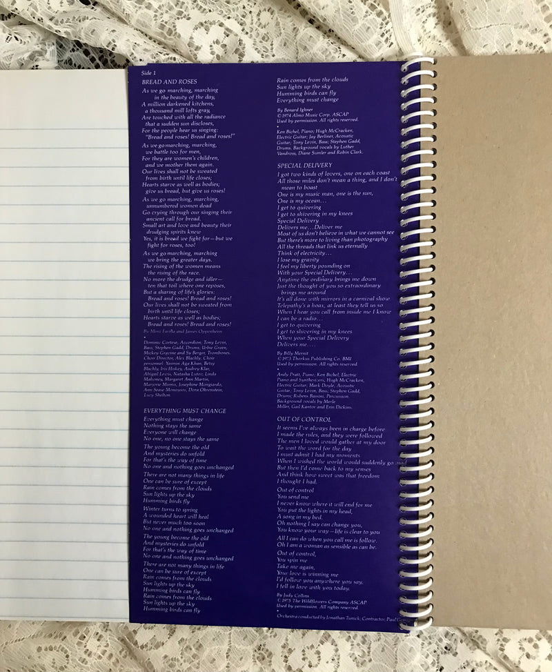 Judy Collins Bread and Roses Album Cover Notebook A Victorian Revolution