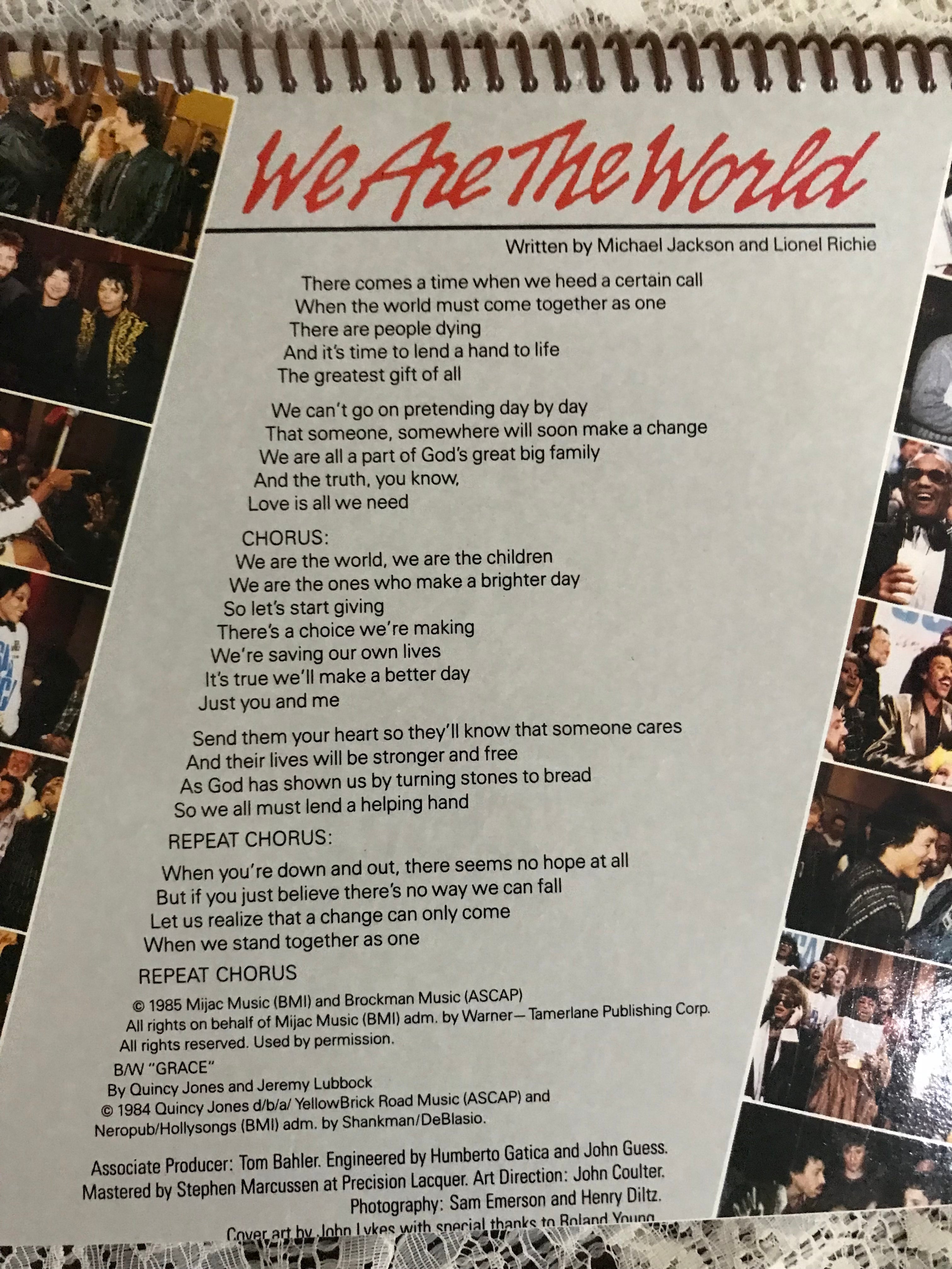 We Are The  World Album Cover Notebook