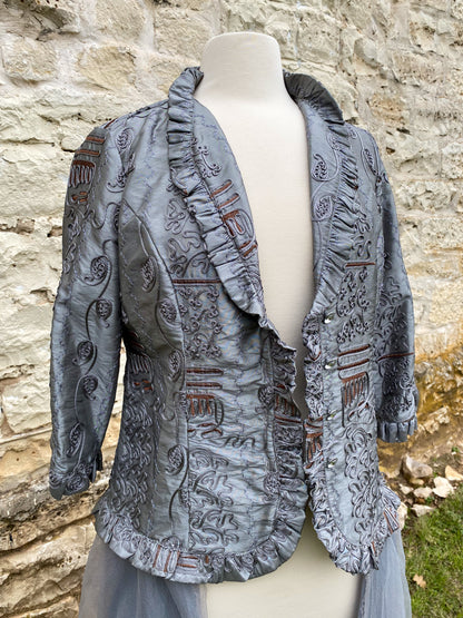 Silver Brocade Long Jacket - Large