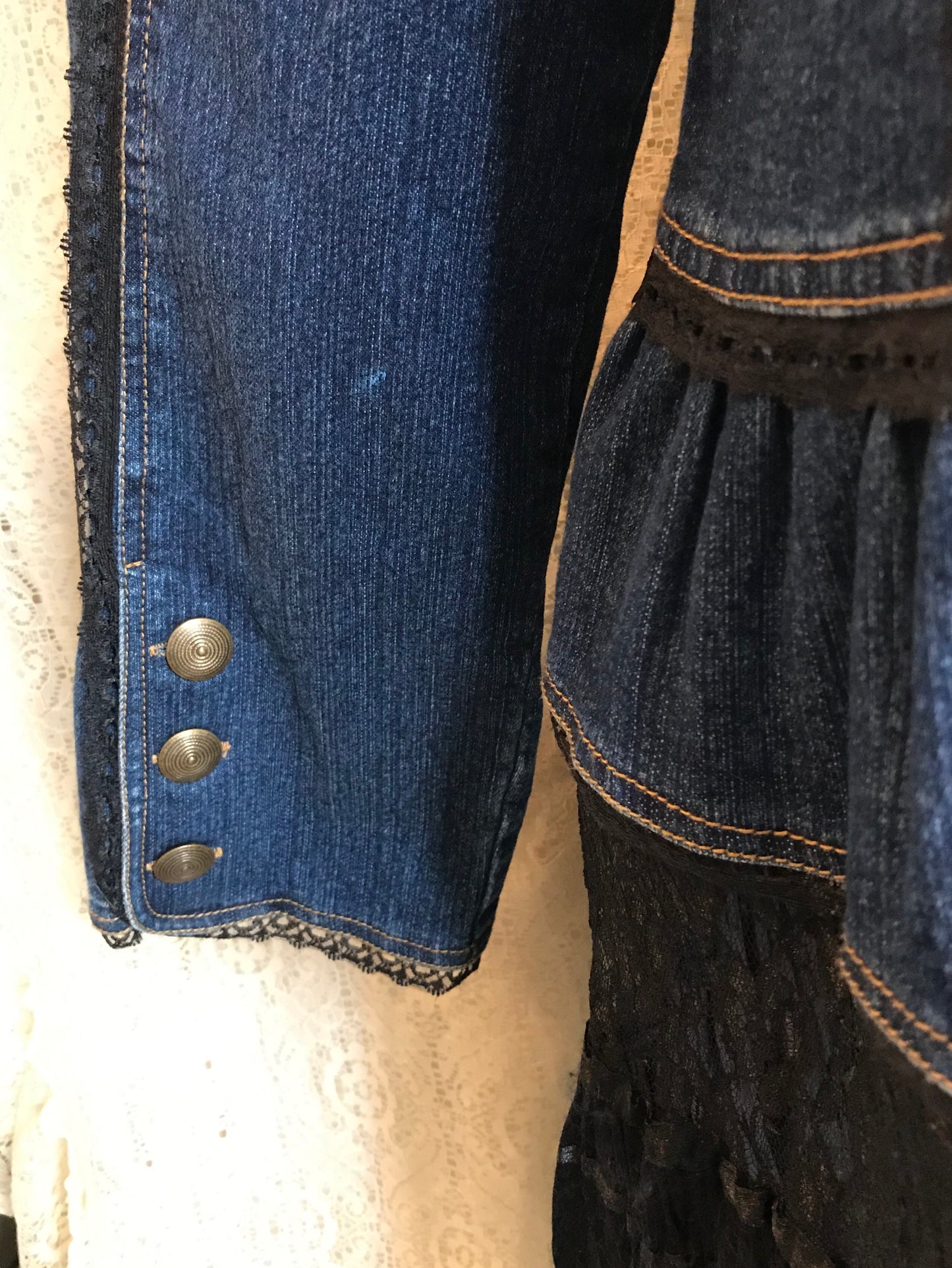 Ladies Denim and Lace Jacket For the Curvy Gal -3XL