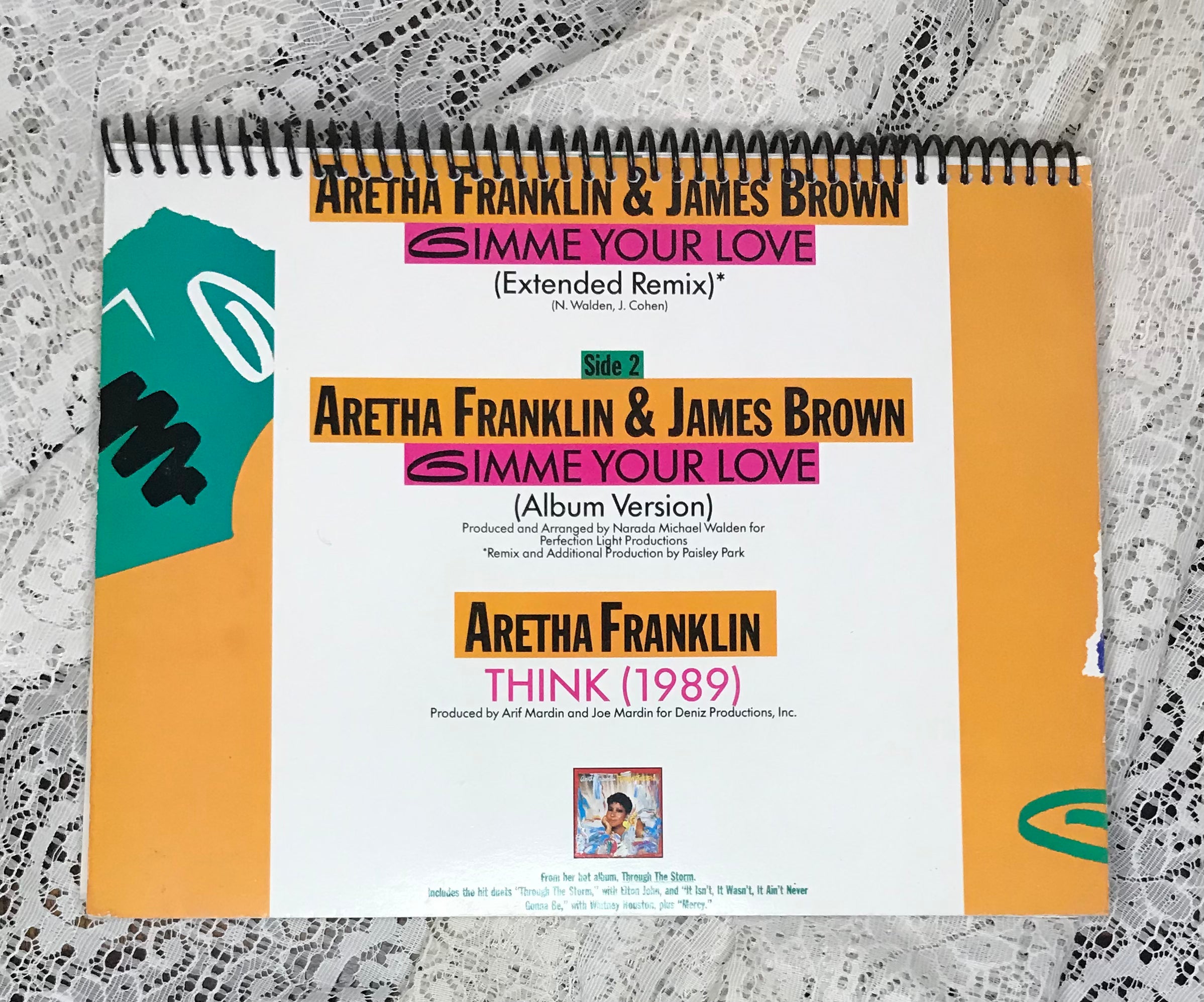 Aretha Franklin and James Brown Album Cover Notebook