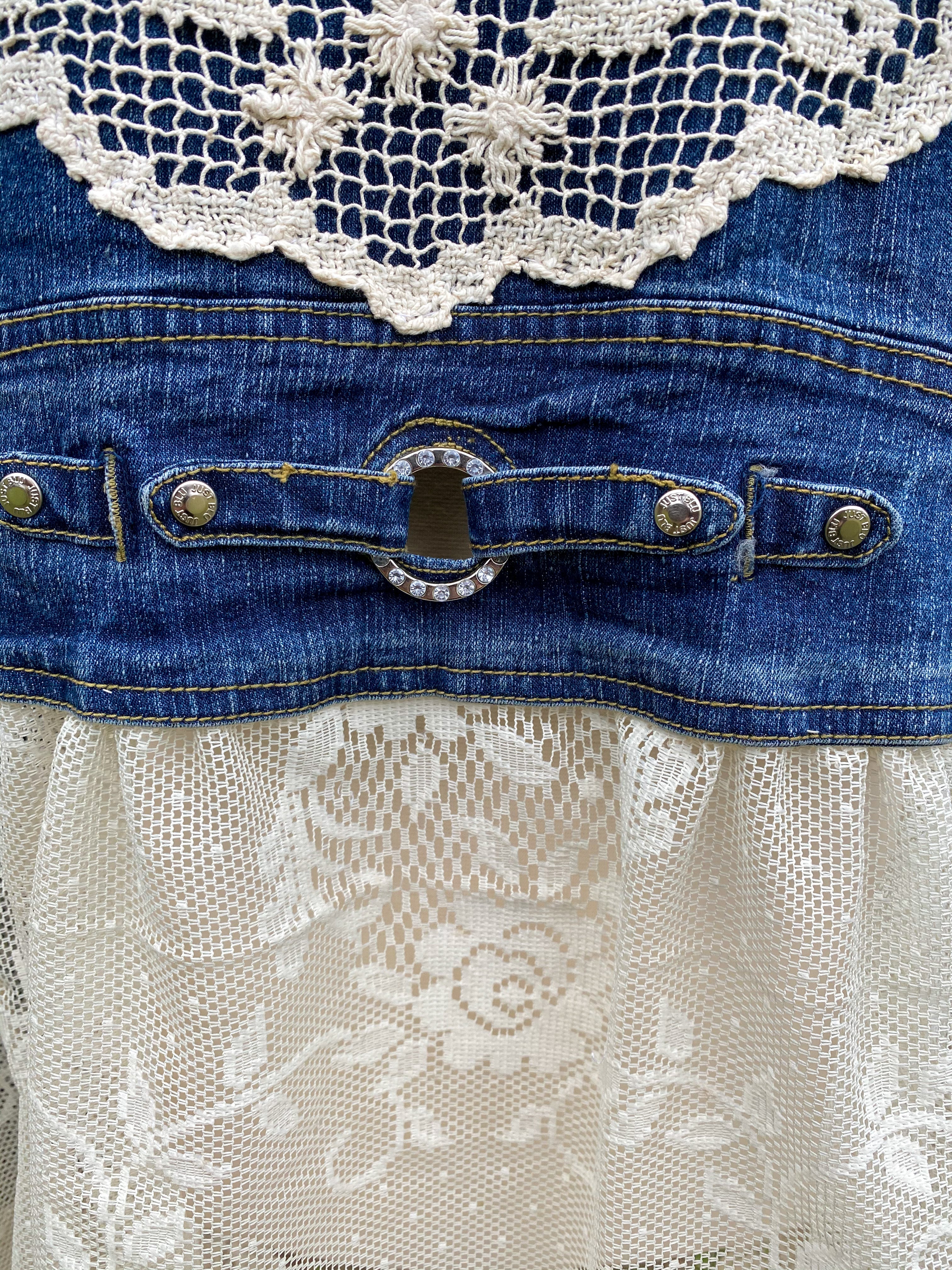 Denim Jacket with Lace Skirt Size 30 w