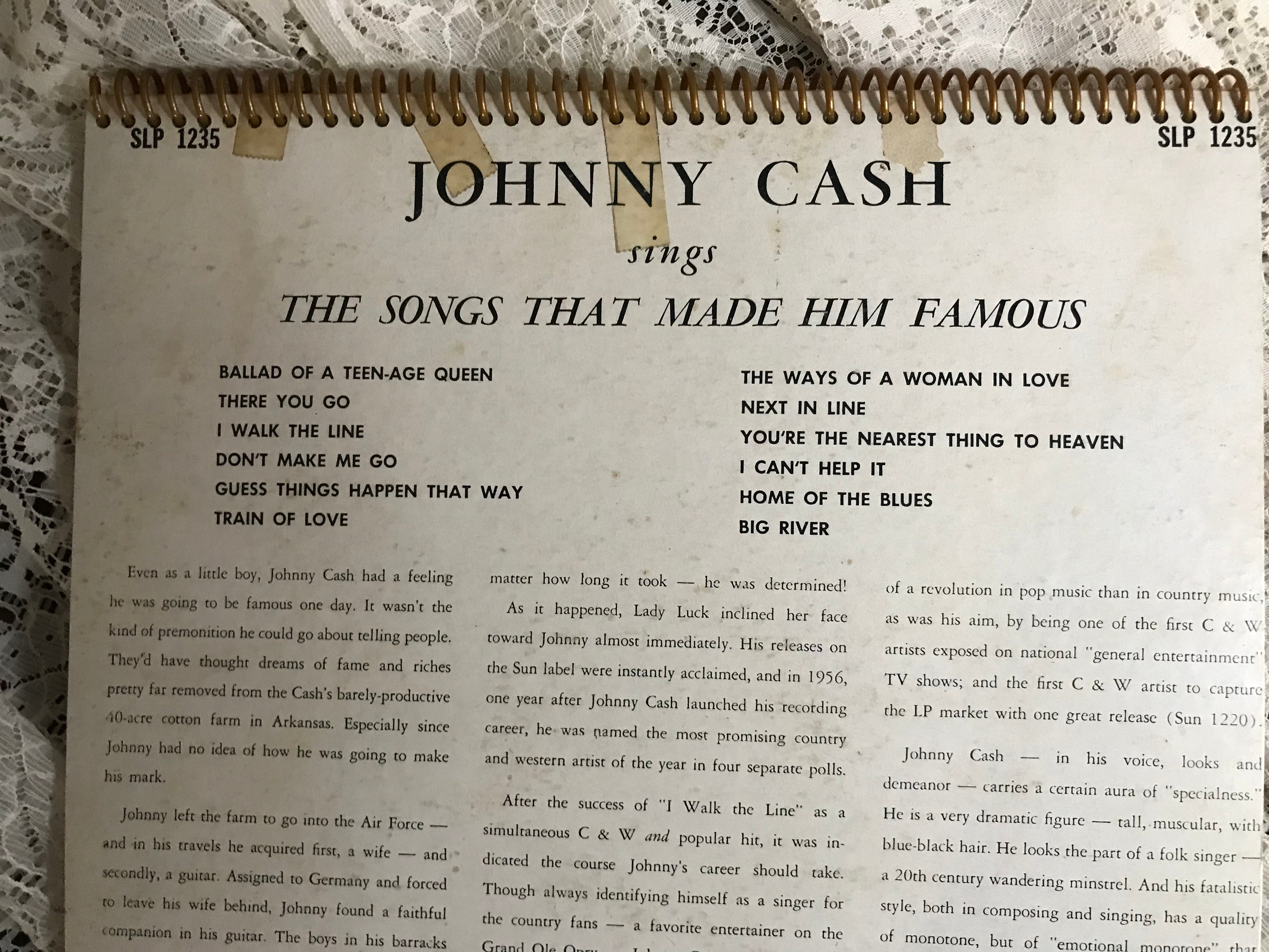 Johnny Cash The Songs That Made Him Famous Album Cover Notebook