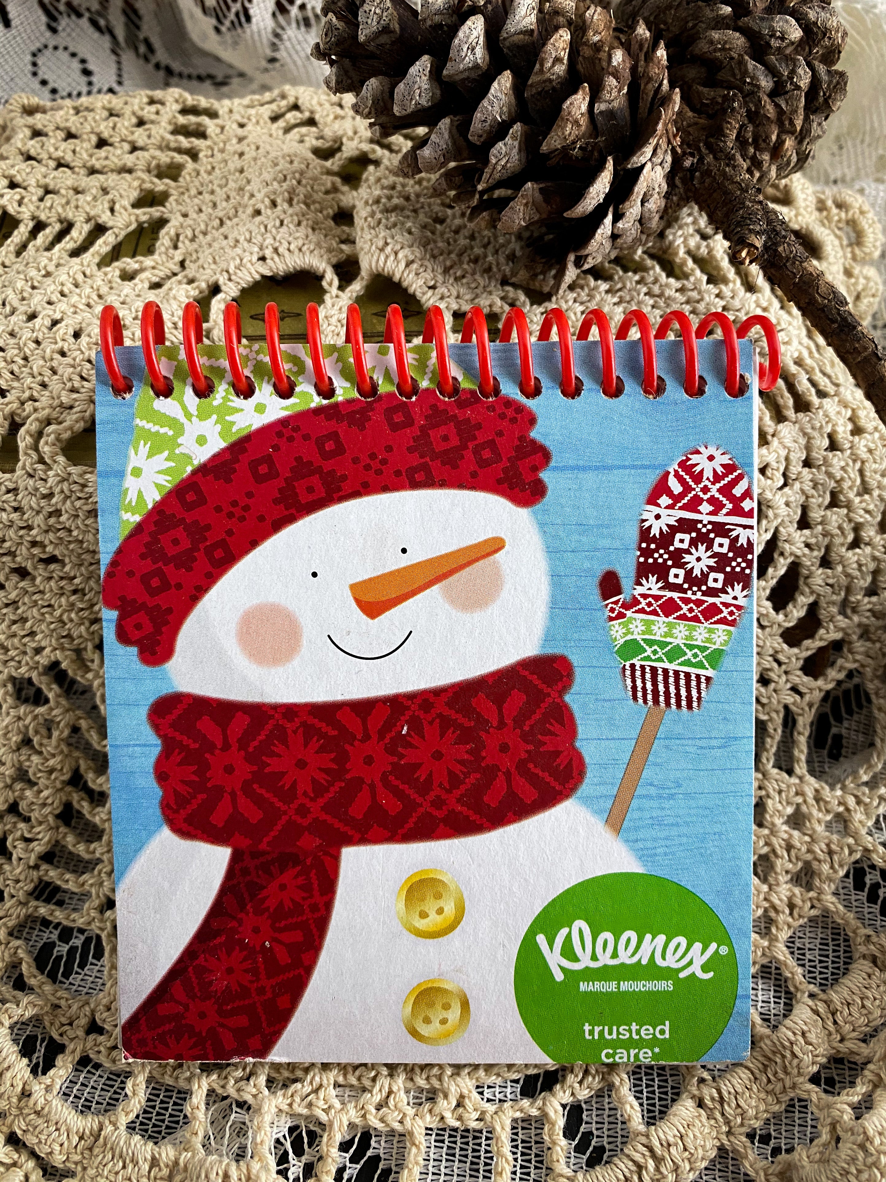 Snowman Recycled Kleenex Box Notebook
