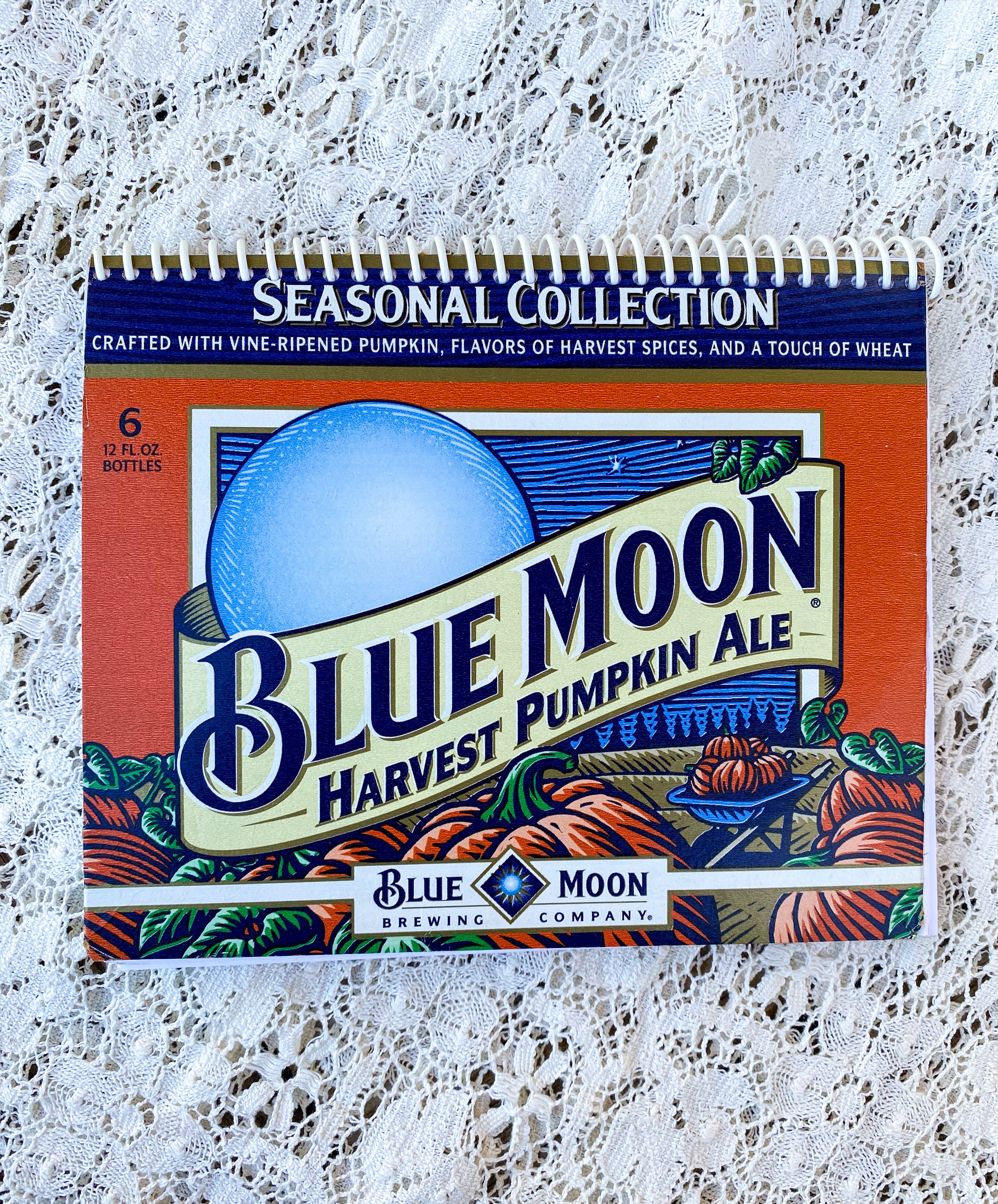 Blue Moon Harvest Pumpkin Ale Recycled Beer Carton Notebook