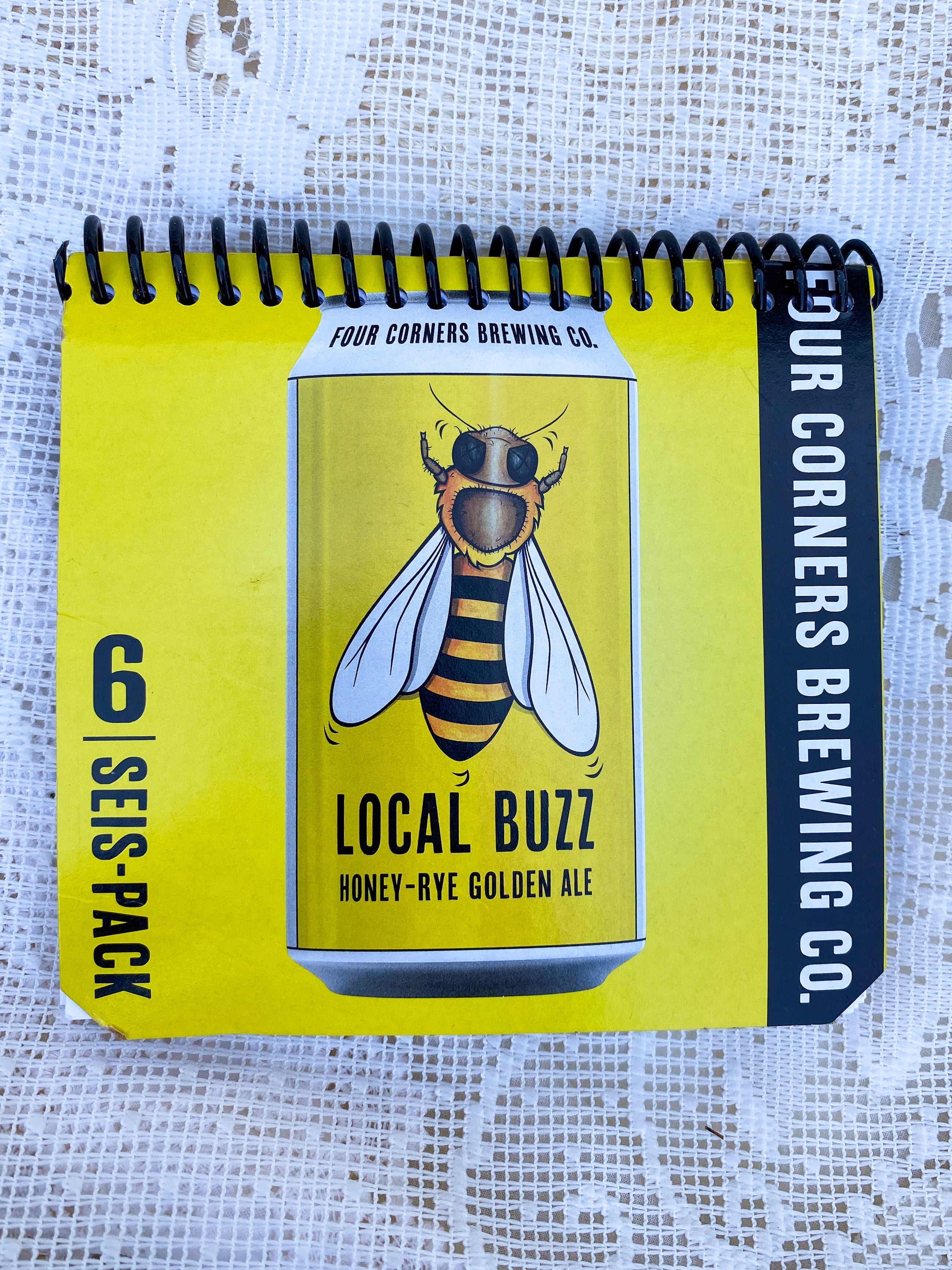 Local Buzz by Four Corners Brewing Co. Recycled Beer Carton Notebook