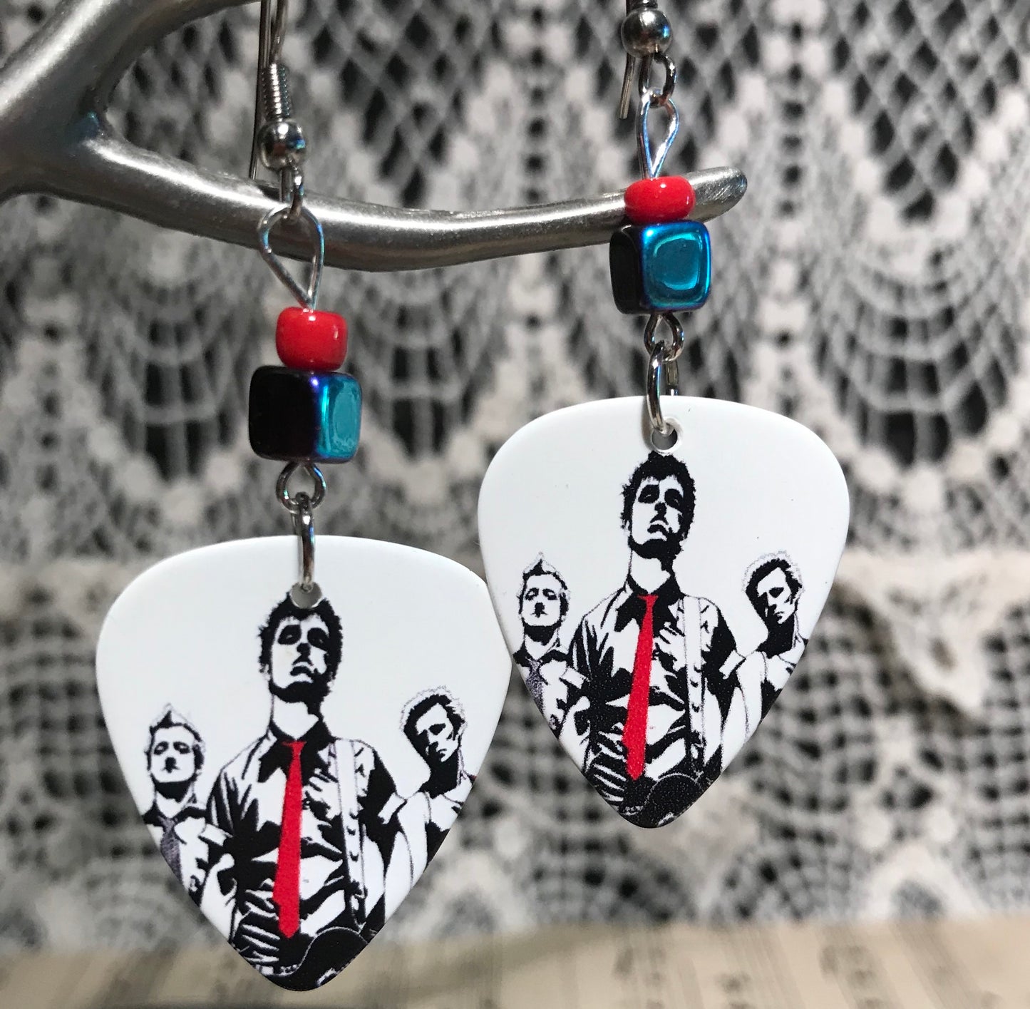 Guitar Pick Earrings - Green Day
