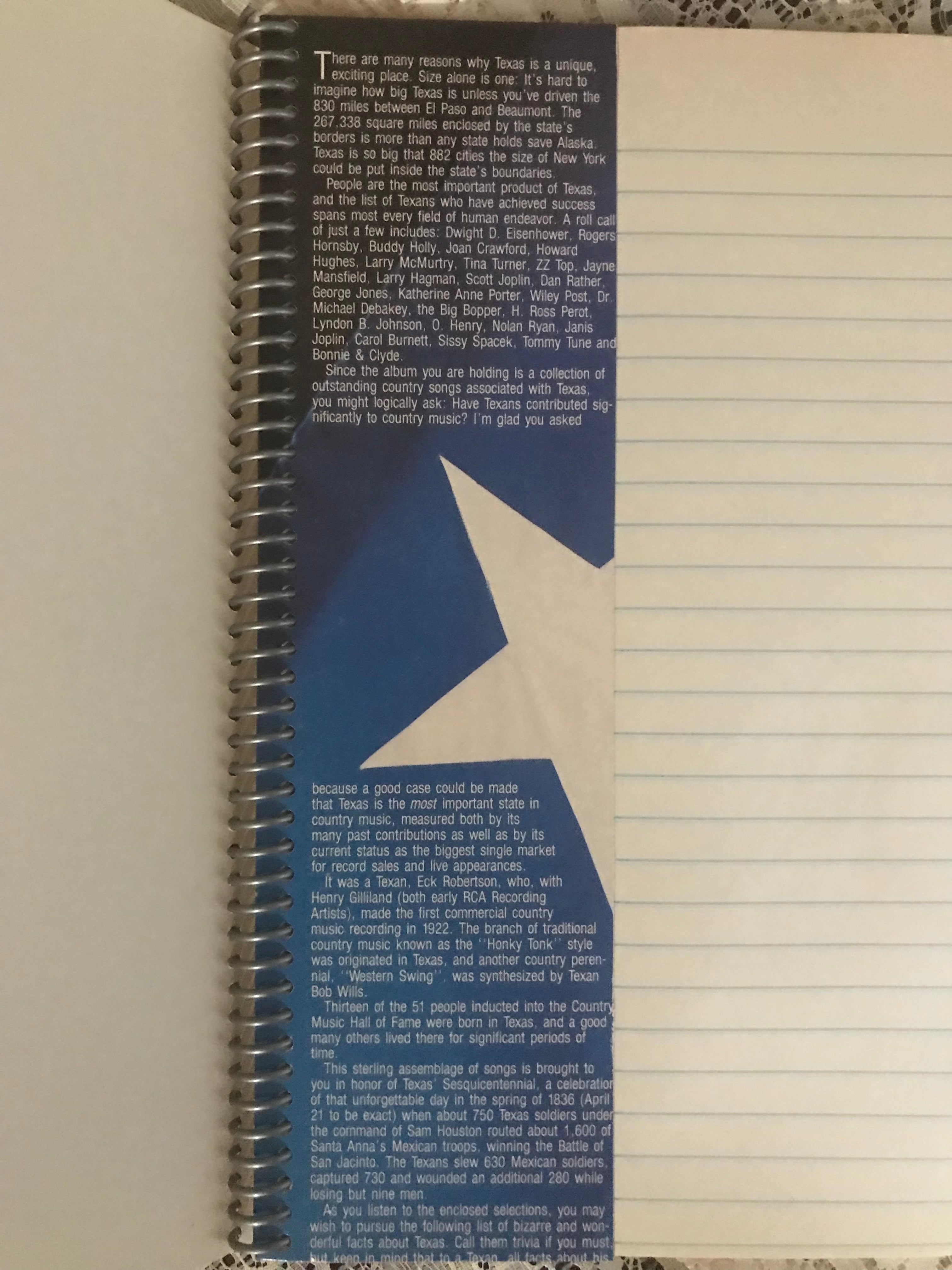 Stars In Texas Album Cover Notebook