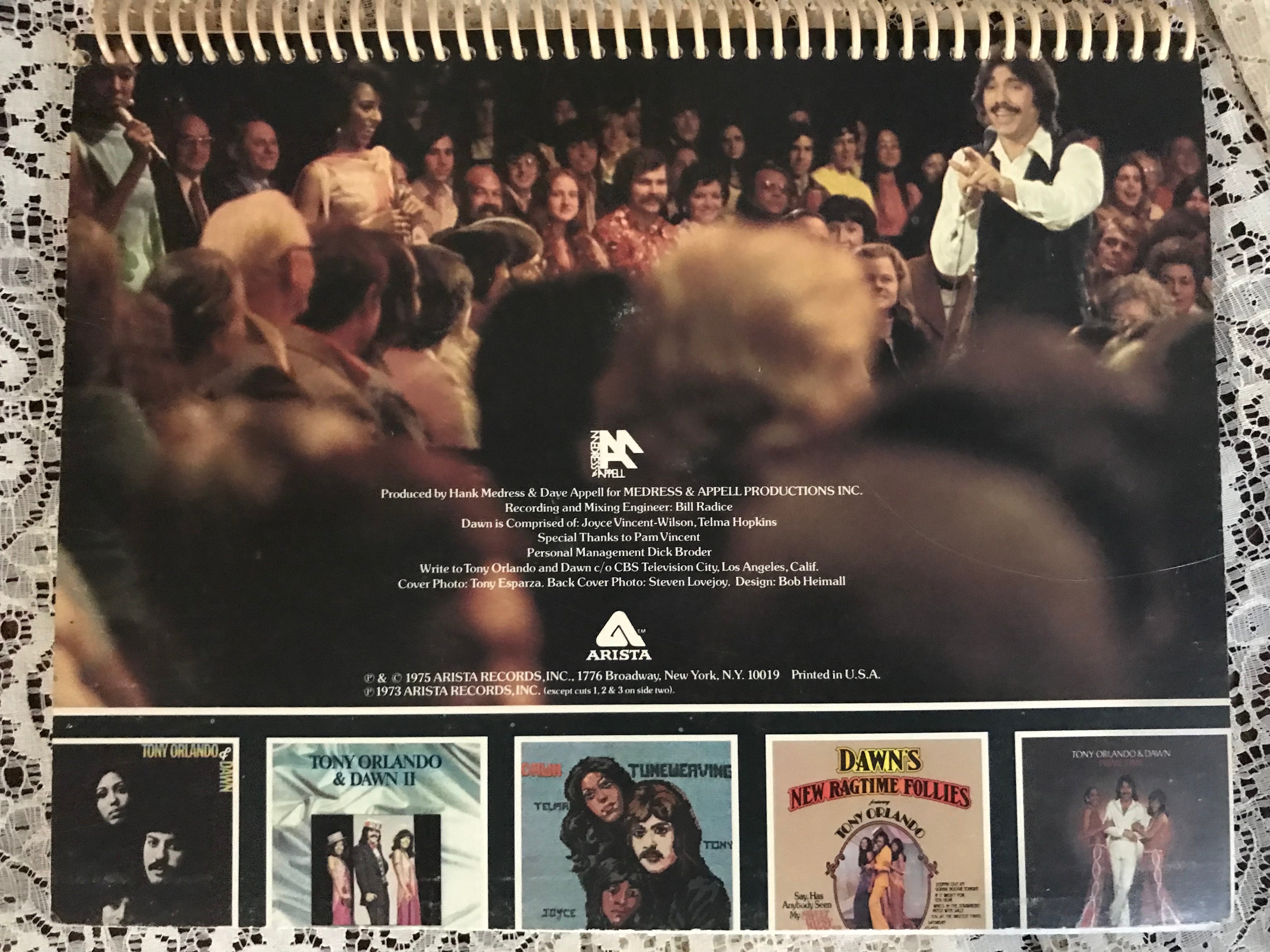 Tony Orlando and Dawn Album Cover Notebook