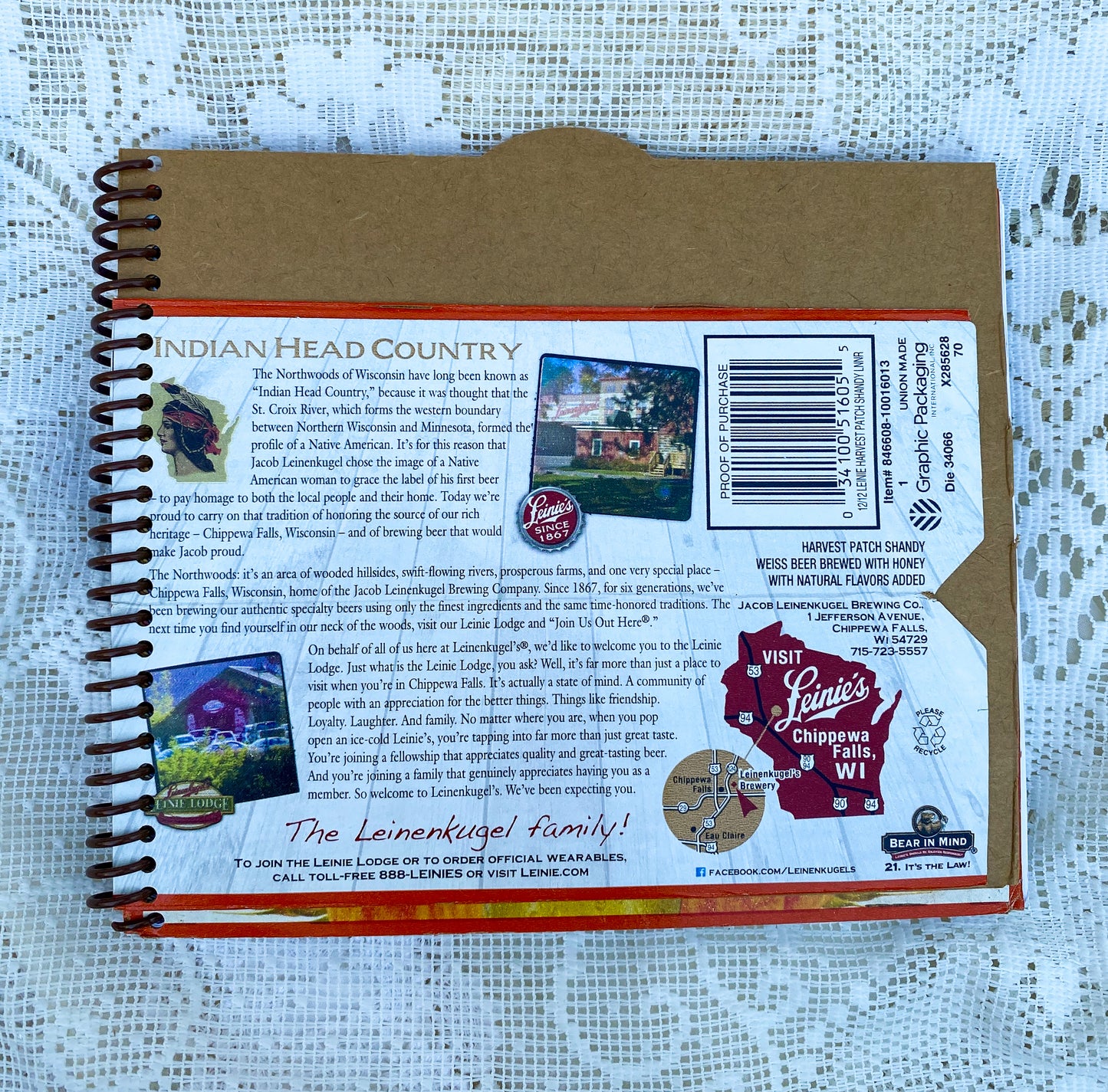 Leinenkugel’s Harvest Patch Shandy Recycled Beer Carton Notebook