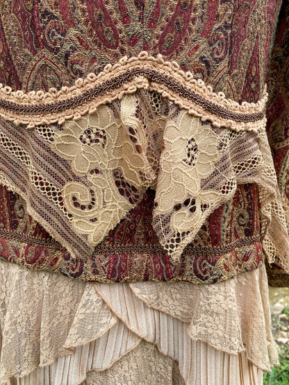 Elegant Paisley Upcycled Victorian Jacket -SMALL