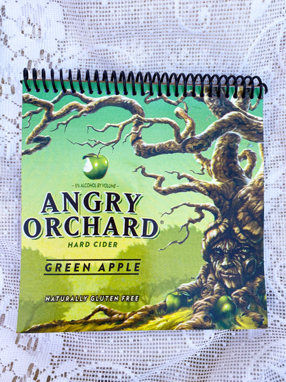Angry Orchard Green Apple Recycled Beer Carton Notebook - Black Spiral