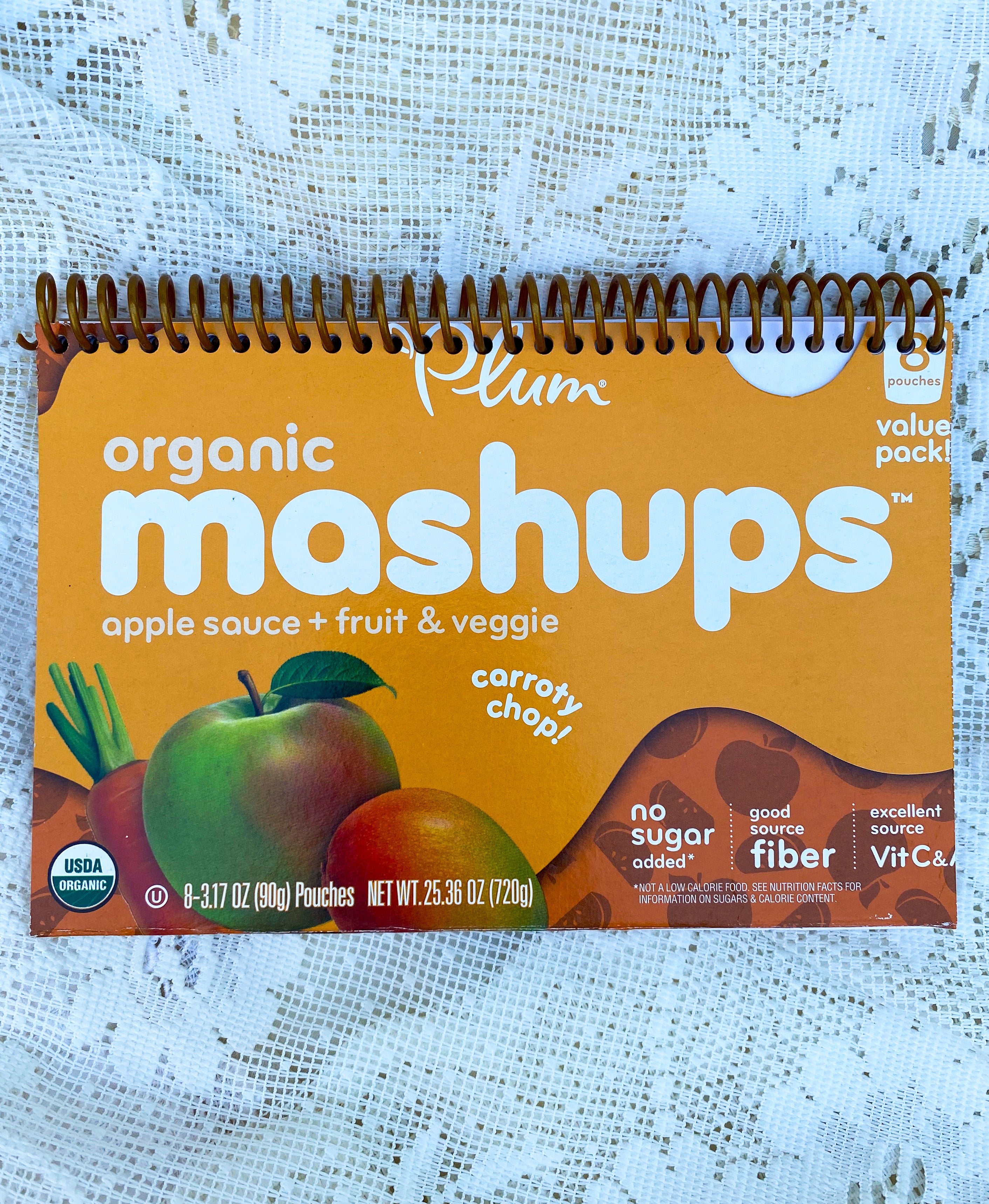 Plum Mashups Baby Food Upcycled Spiral Notebook