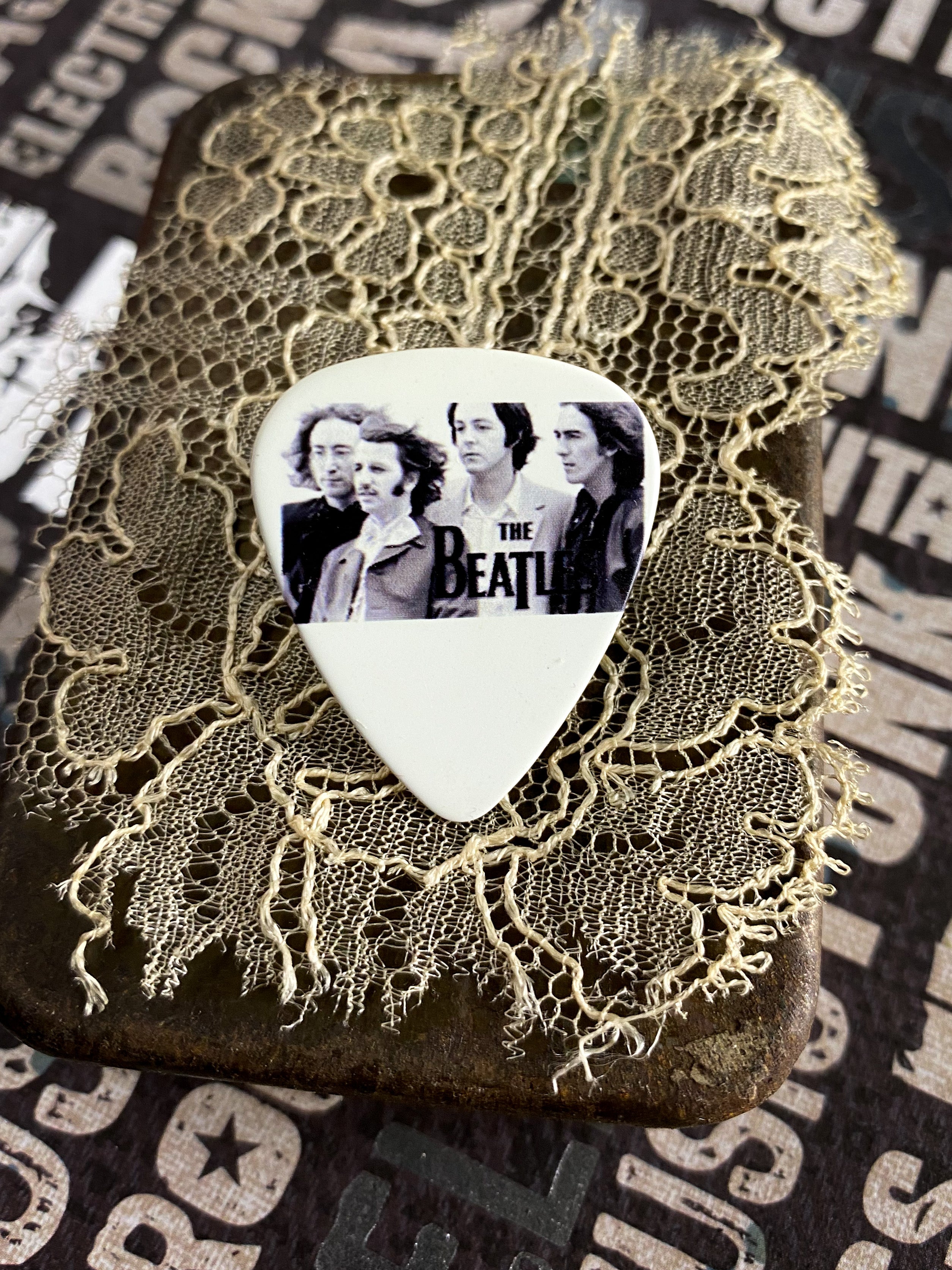 Guitar Pick Pin - The Beatles B&W